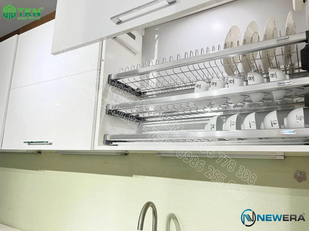 Giá để bát đĩa cố định NewEra 3 tầng inox 304 NE866.600 7