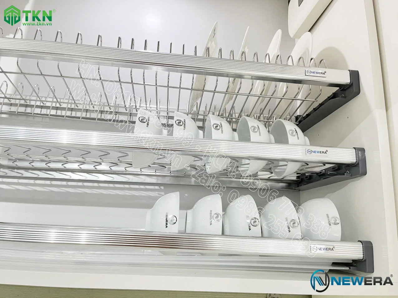 Giá để bát đĩa cố định NewEra 3 tầng inox 304 NE866.600 8