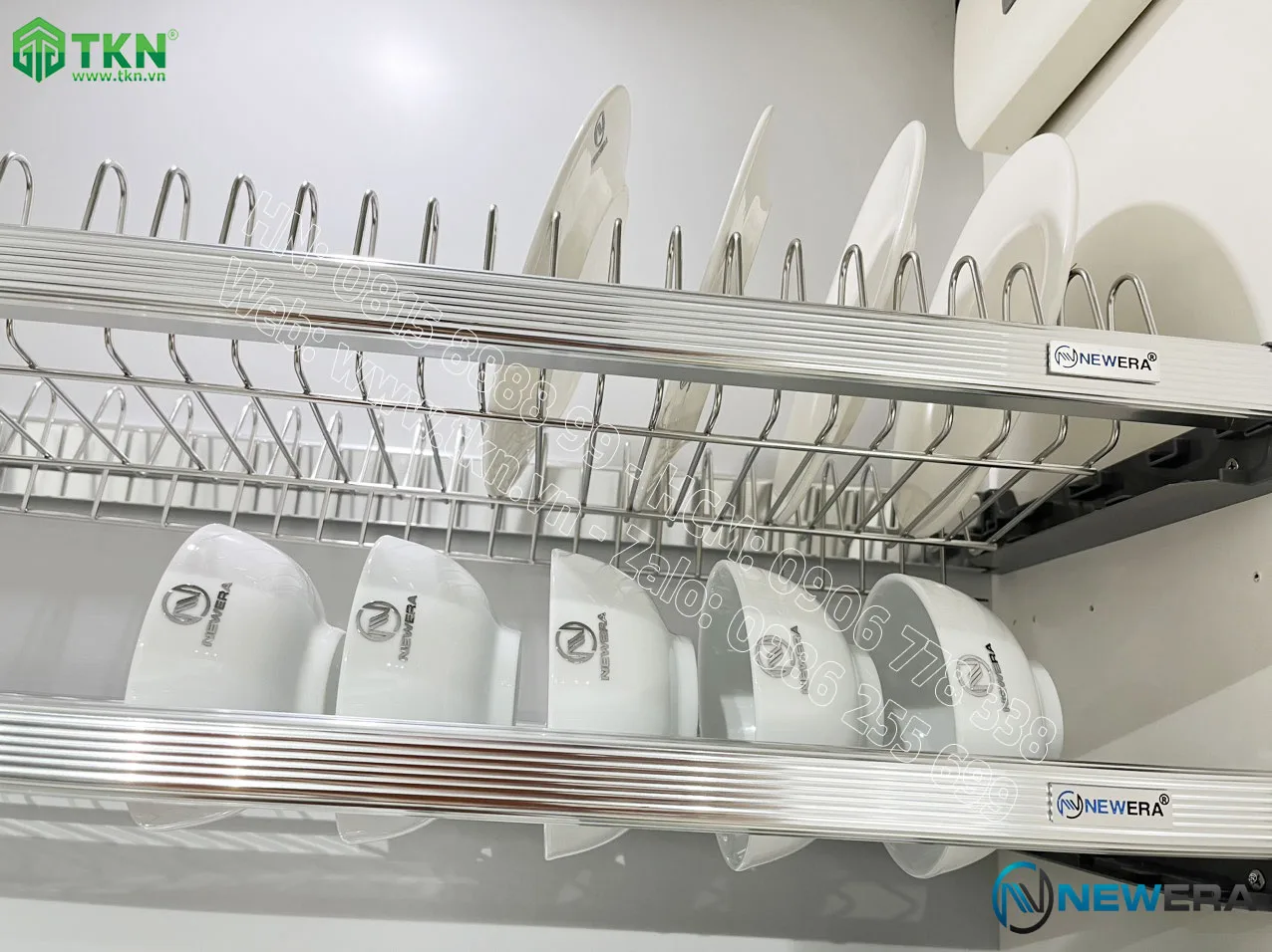 Giá để bát đĩa cố định NewEra 3 tầng inox 304 NE866.600 9