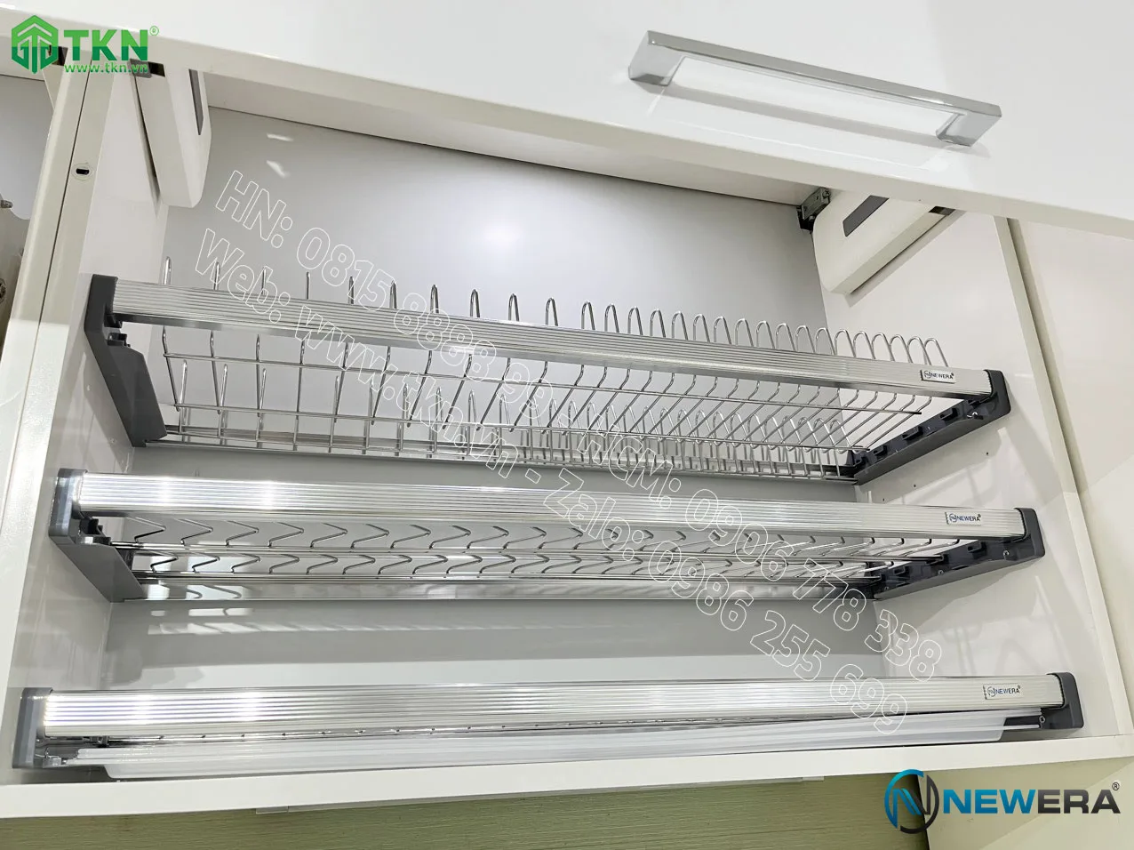 Giá để bát đĩa cố định NewEra 3 tầng inox 304 NE866.600 3