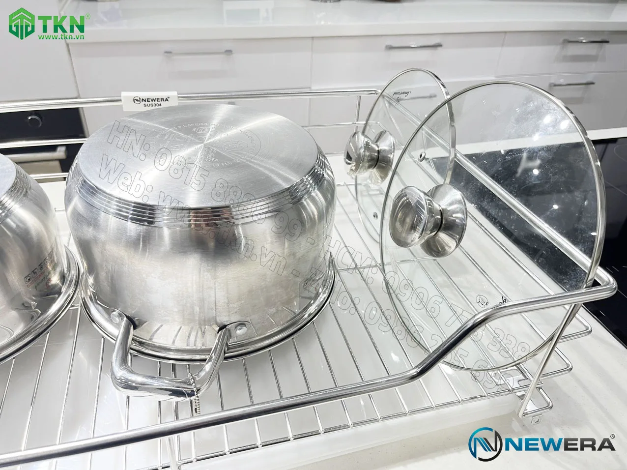 Giá để xoong nồi NewEra 750mm inox 304 nan tròn oval NE879.750 2