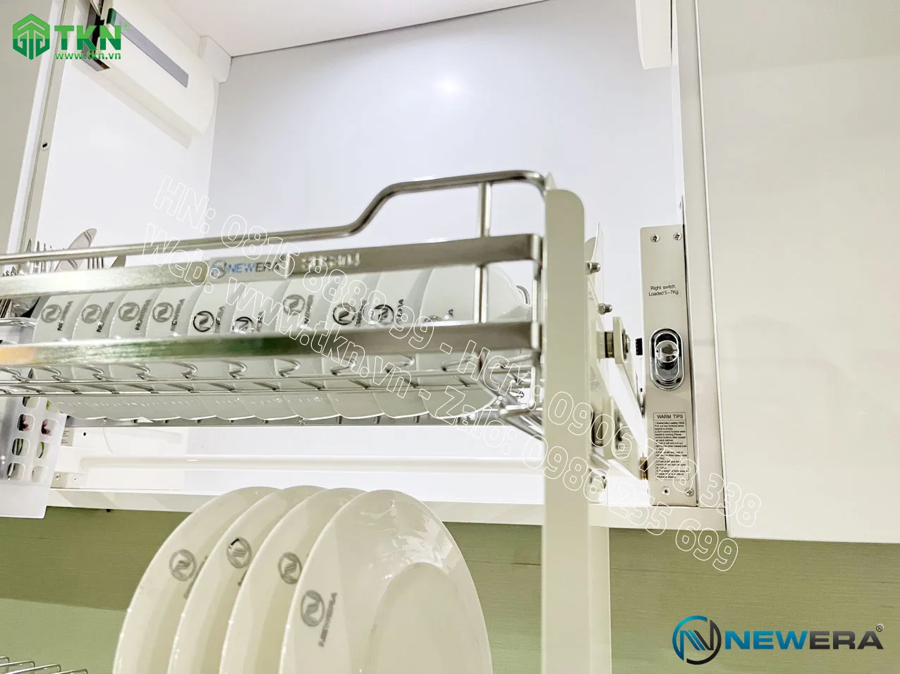 Giá bát nâng hạ NewEra 800mm có ống đũa inox 304 NE799.800 7