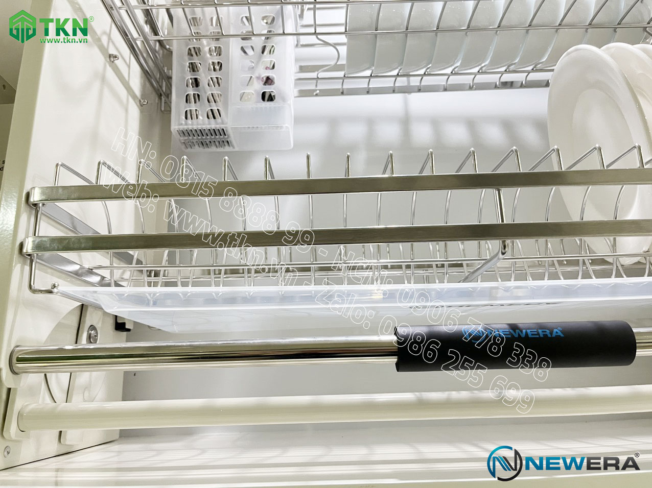 Giá bát nâng hạ NewEra 800mm có ống đũa inox 304 NE799.800 8