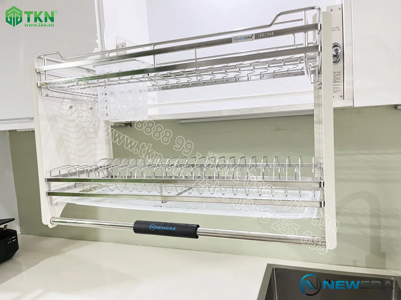 Giá bát nâng hạ NewEra 800mm có ống đũa inox 304 NE799.800 2