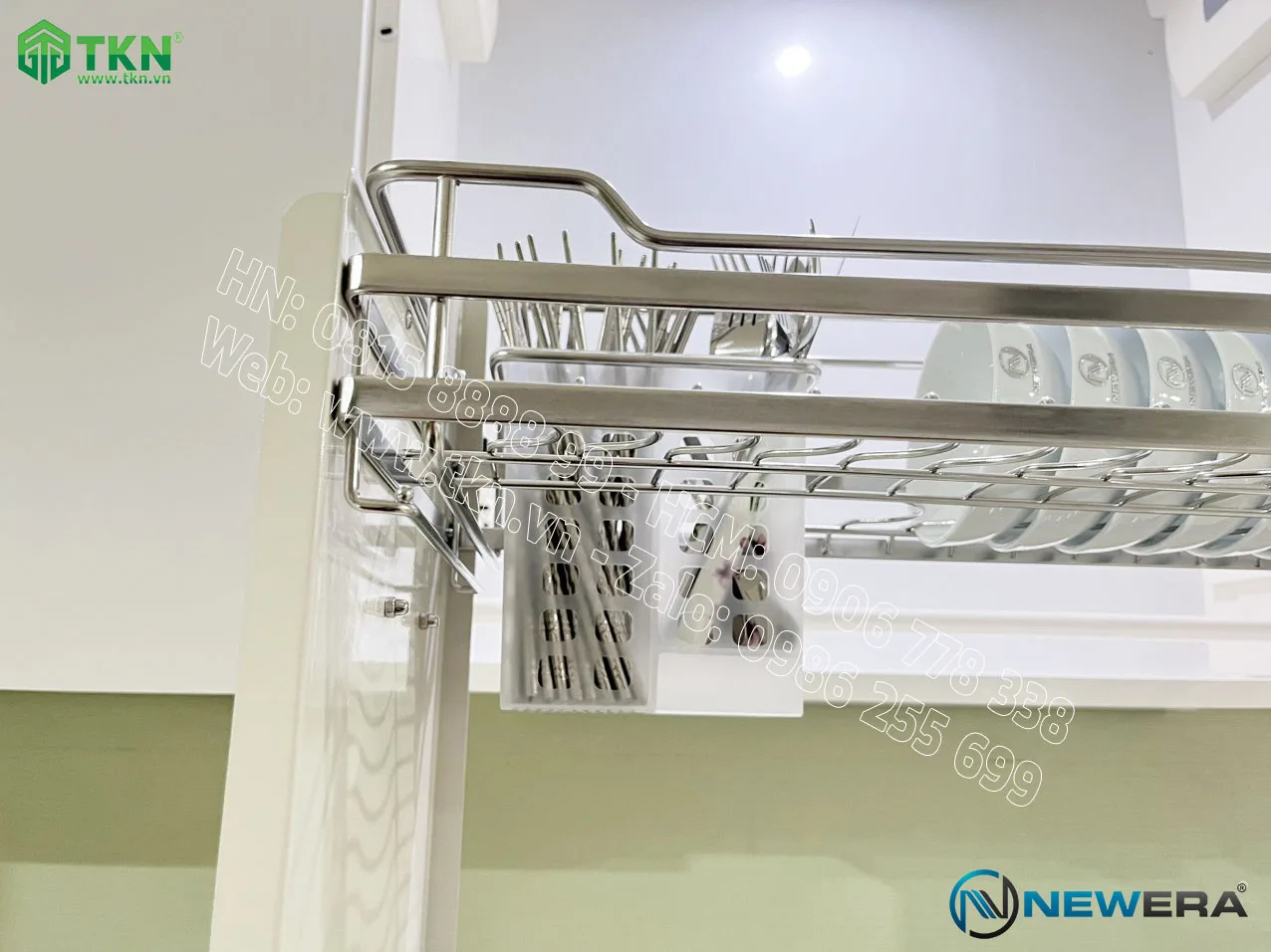 Giá bát nâng hạ NewEra 800mm có ống đũa inox 304 NE799.800 5