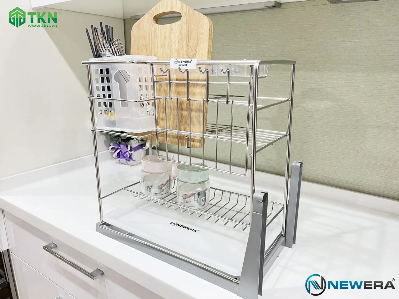 Giá dao thớt NE899.300 nan Oval inox mờ – NewEra 6