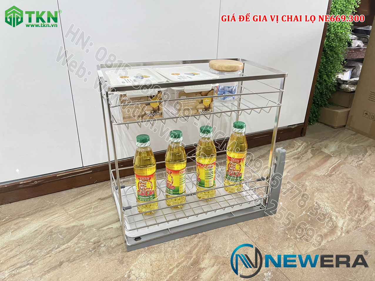 Kệ gia vị chai lọ NewEra 300mm inox 304 nan dẹt NE669.300 3