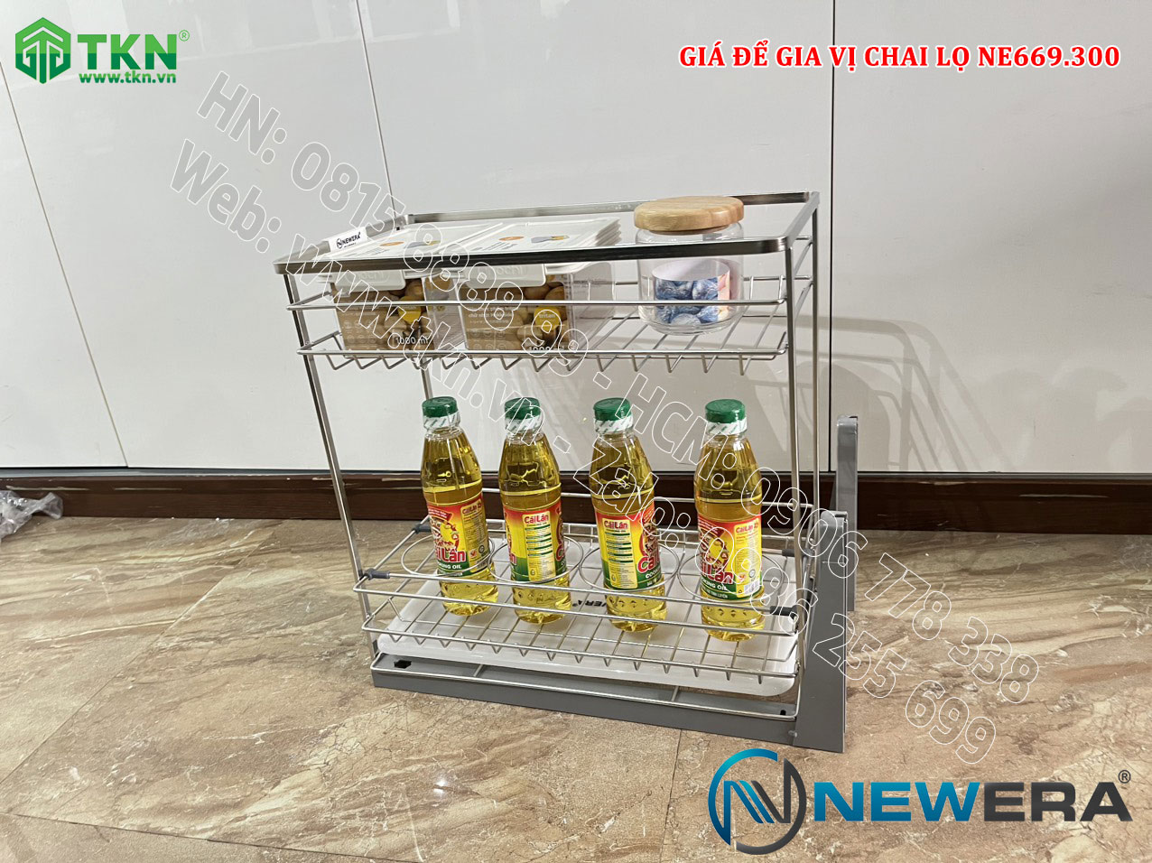 Kệ gia vị chai lọ NewEra 300mm inox 304 nan dẹt NE669.300 2