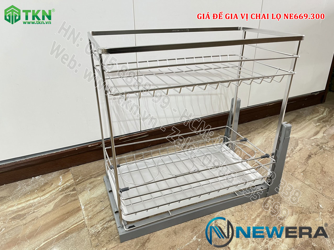 Kệ gia vị chai lọ NewEra 300mm inox 304 nan dẹt NE669.300 7