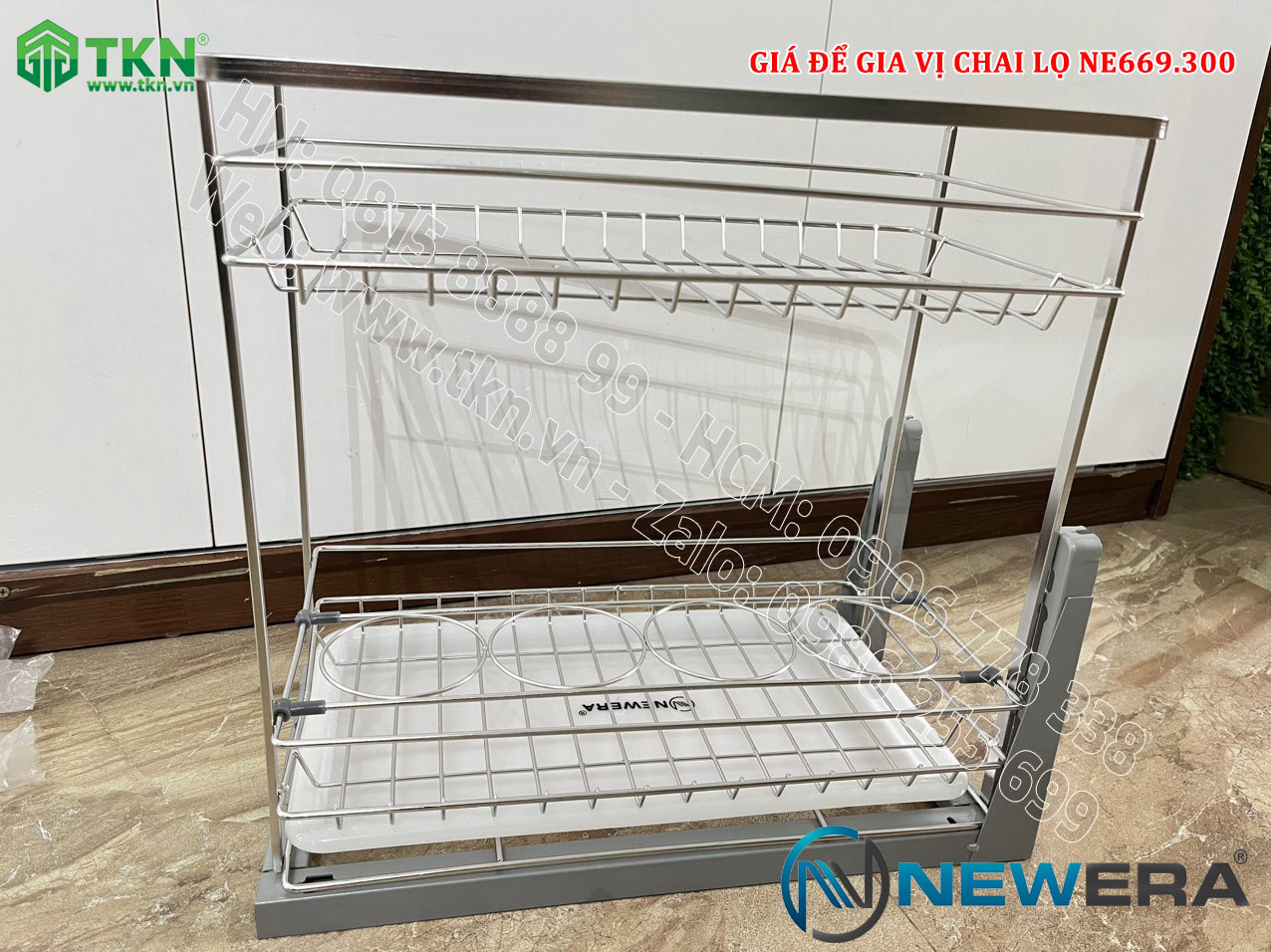 Kệ gia vị chai lọ NewEra 300mm inox 304 nan dẹt NE669.300 10