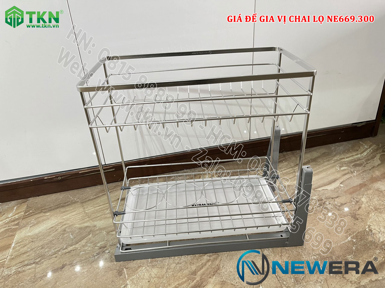 Kệ gia vị chai lọ NewEra 300mm inox 304 nan dẹt NE669.300 9