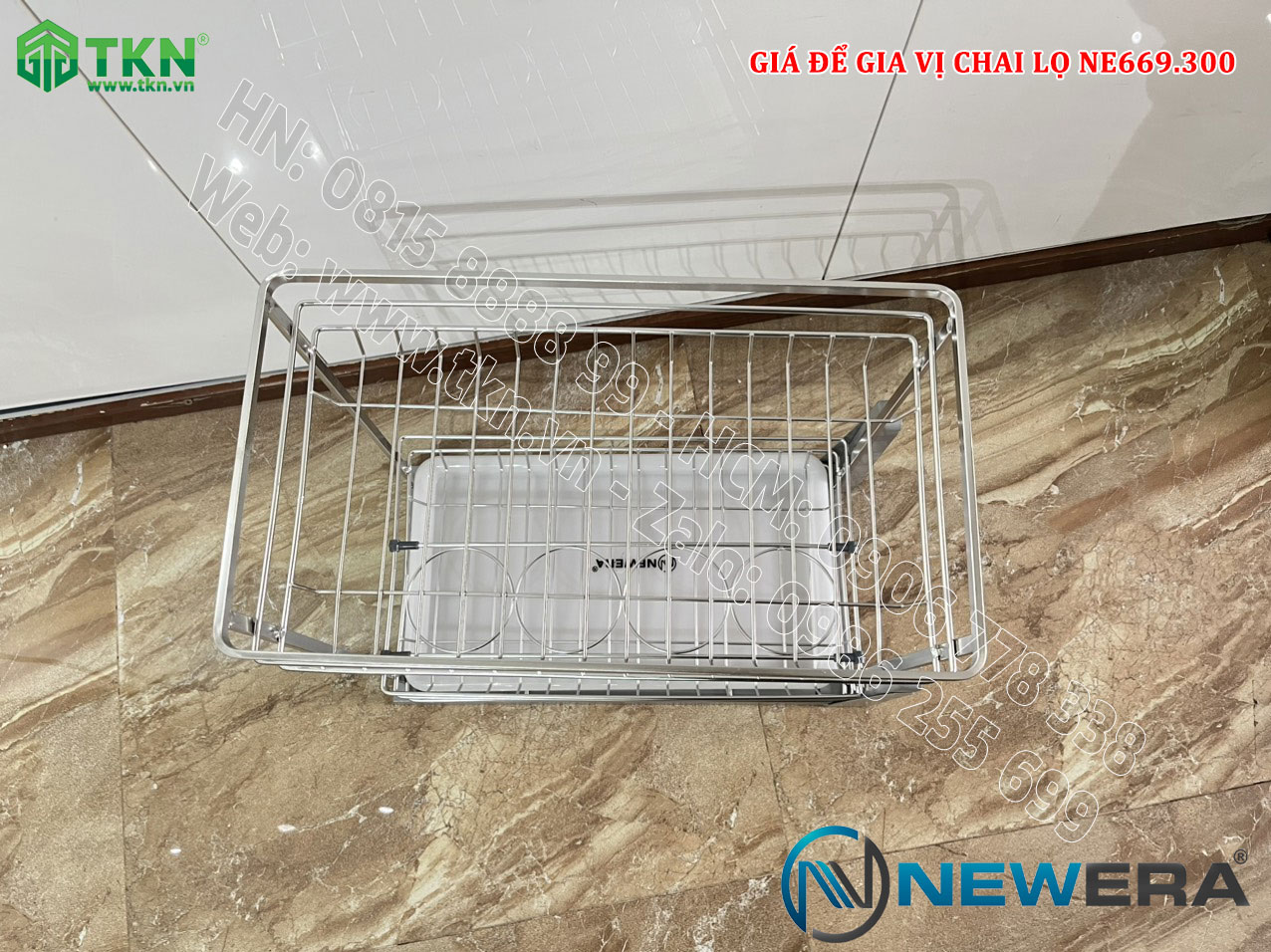 Kệ gia vị chai lọ NewEra 300mm inox 304 nan dẹt NE669.300 8