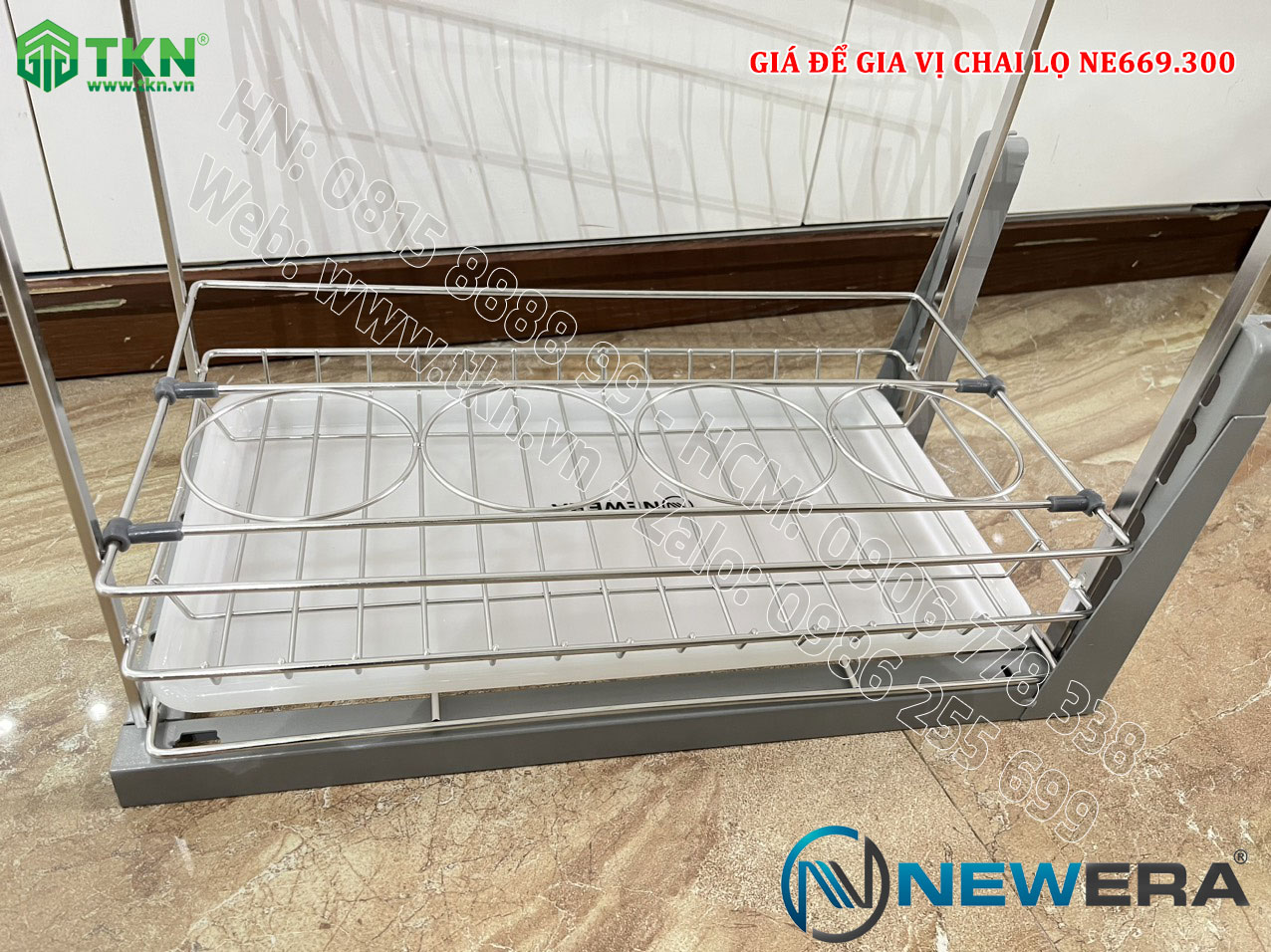 Kệ gia vị chai lọ NewEra 300mm inox 304 nan dẹt NE669.300 12