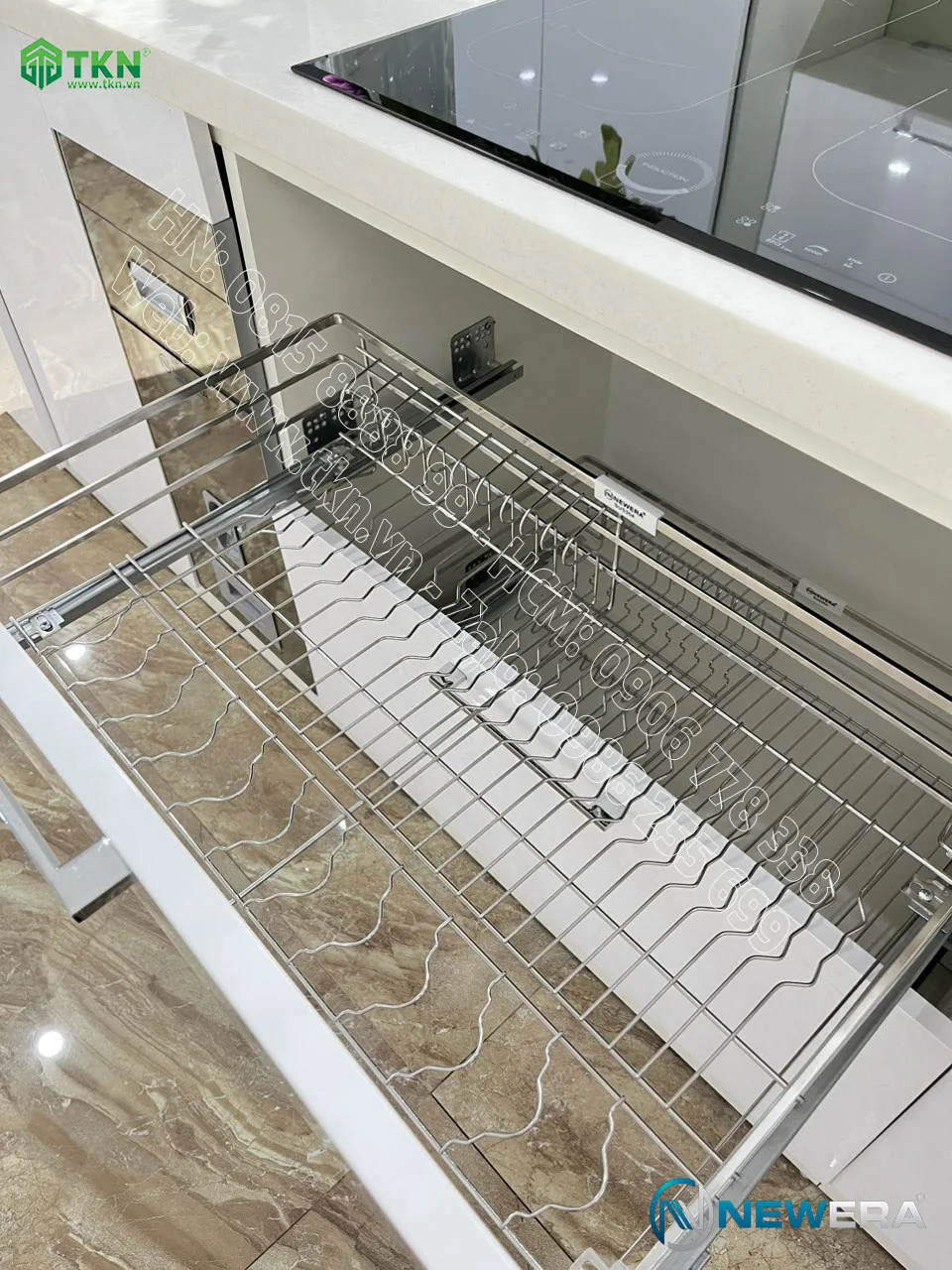 Giá để xoong nồi bát đĩa NewEra 700mm inox nan 304 NE689.700 5