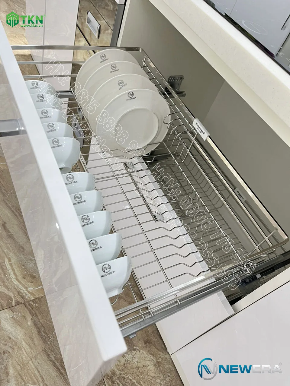 Giá để xoong nồi bát đĩa NewEra 700mm inox nan 304 NE689.700 3