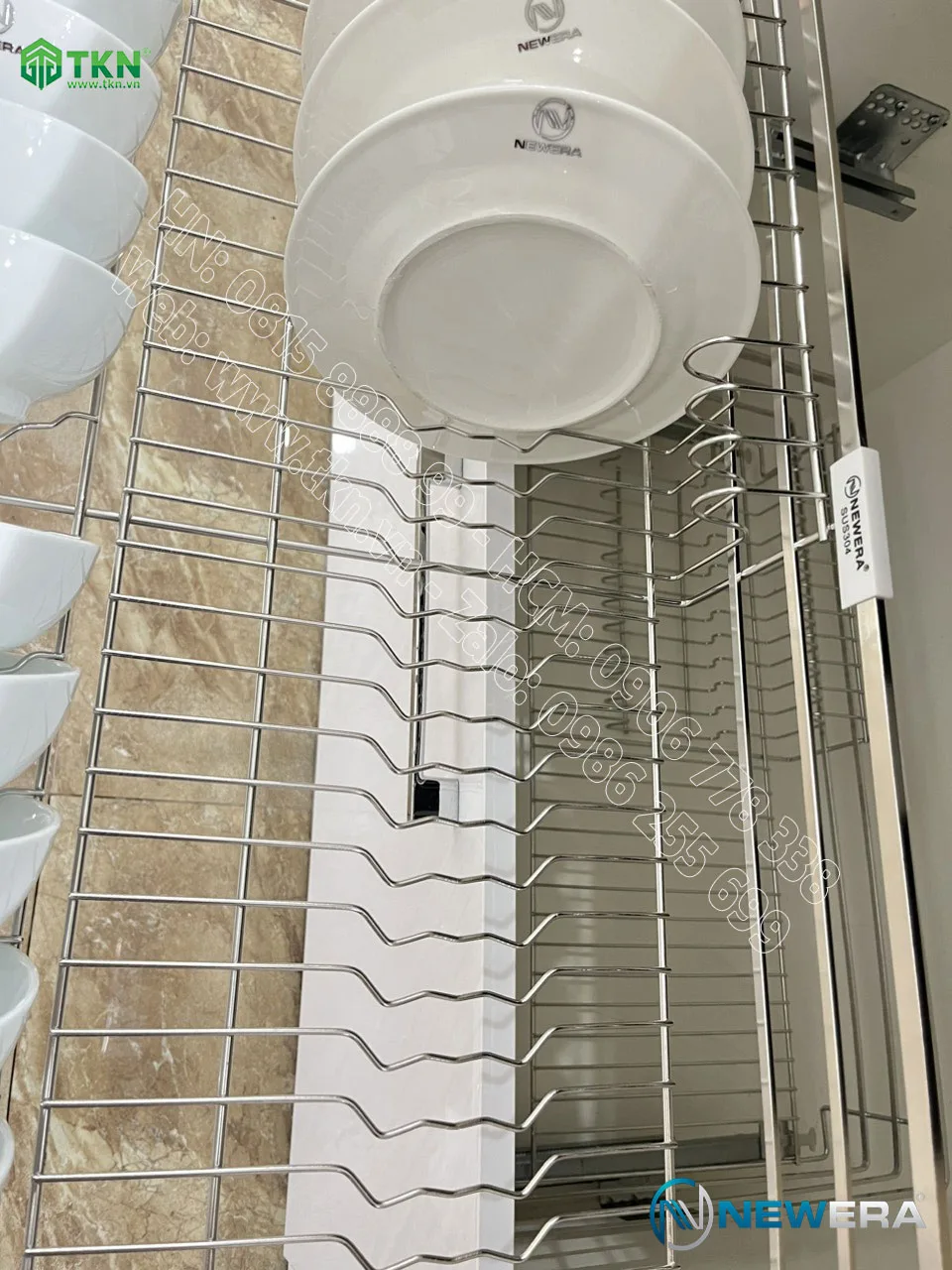 Giá để xoong nồi bát đĩa NewEra 700mm inox nan 304 NE689.700 4