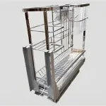 Giá dao thớt chai lọ inox 304 NE255.200 ray âm giảm chấn gắn liền