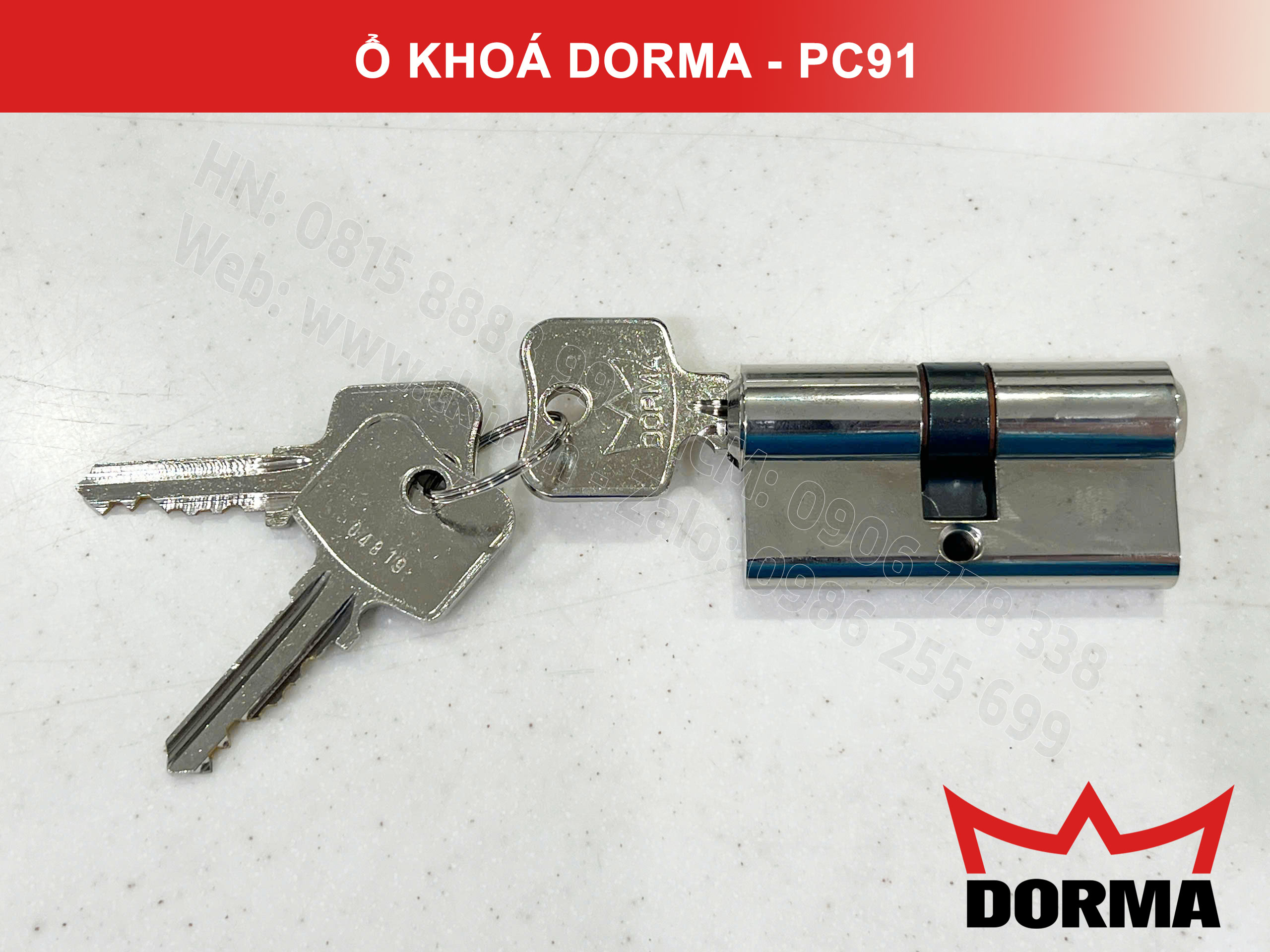 Ổ khóa cửa Dorma thép cao cấp PC91, L=61, 5 Pins 11