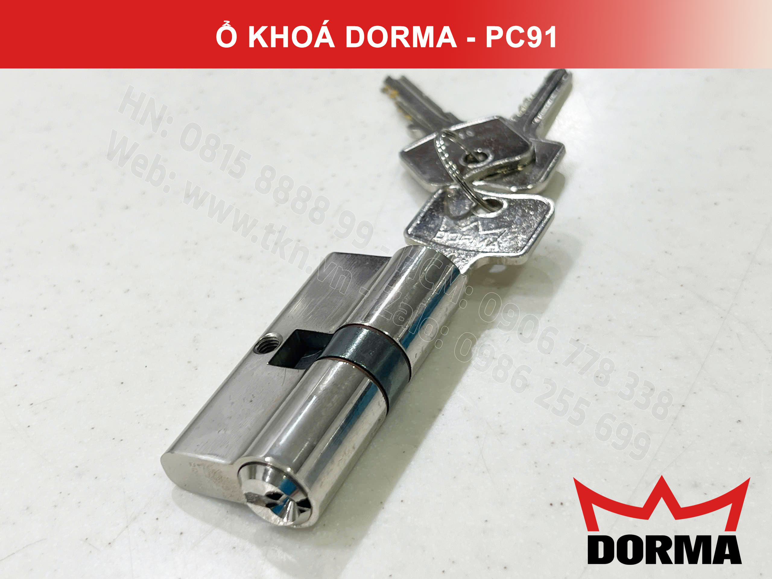 Ổ khóa cửa Dorma thép cao cấp PC91, L=61, 5 Pins 9