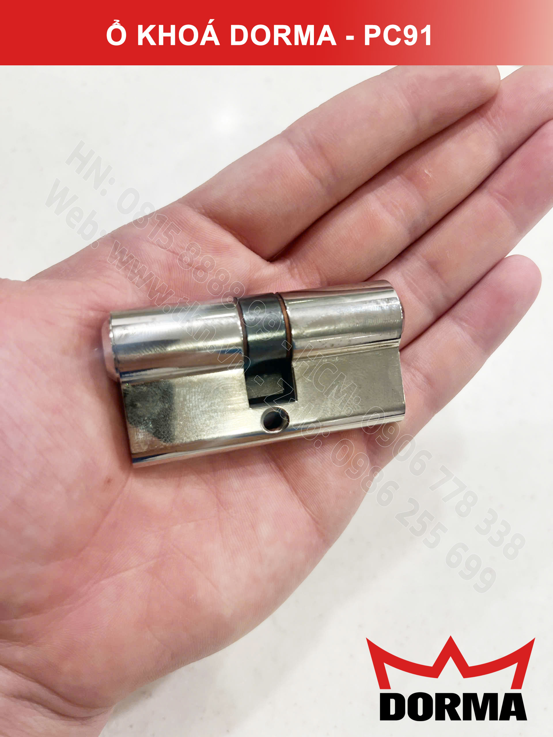 Ổ khóa cửa Dorma thép cao cấp PC91, L=61, 5 Pins 14