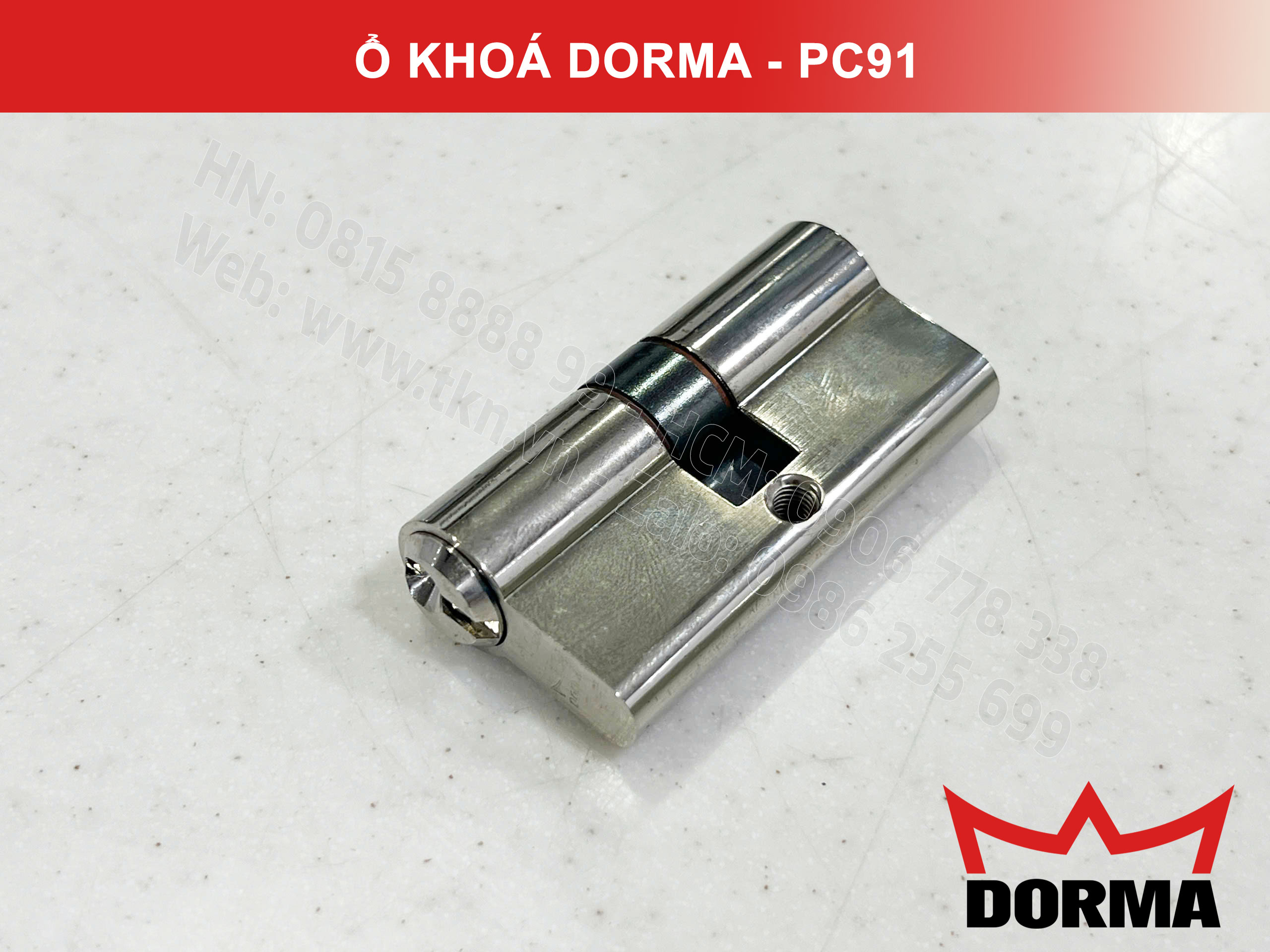 Ổ khóa cửa Dorma thép cao cấp PC91, L=61, 5 Pins 3
