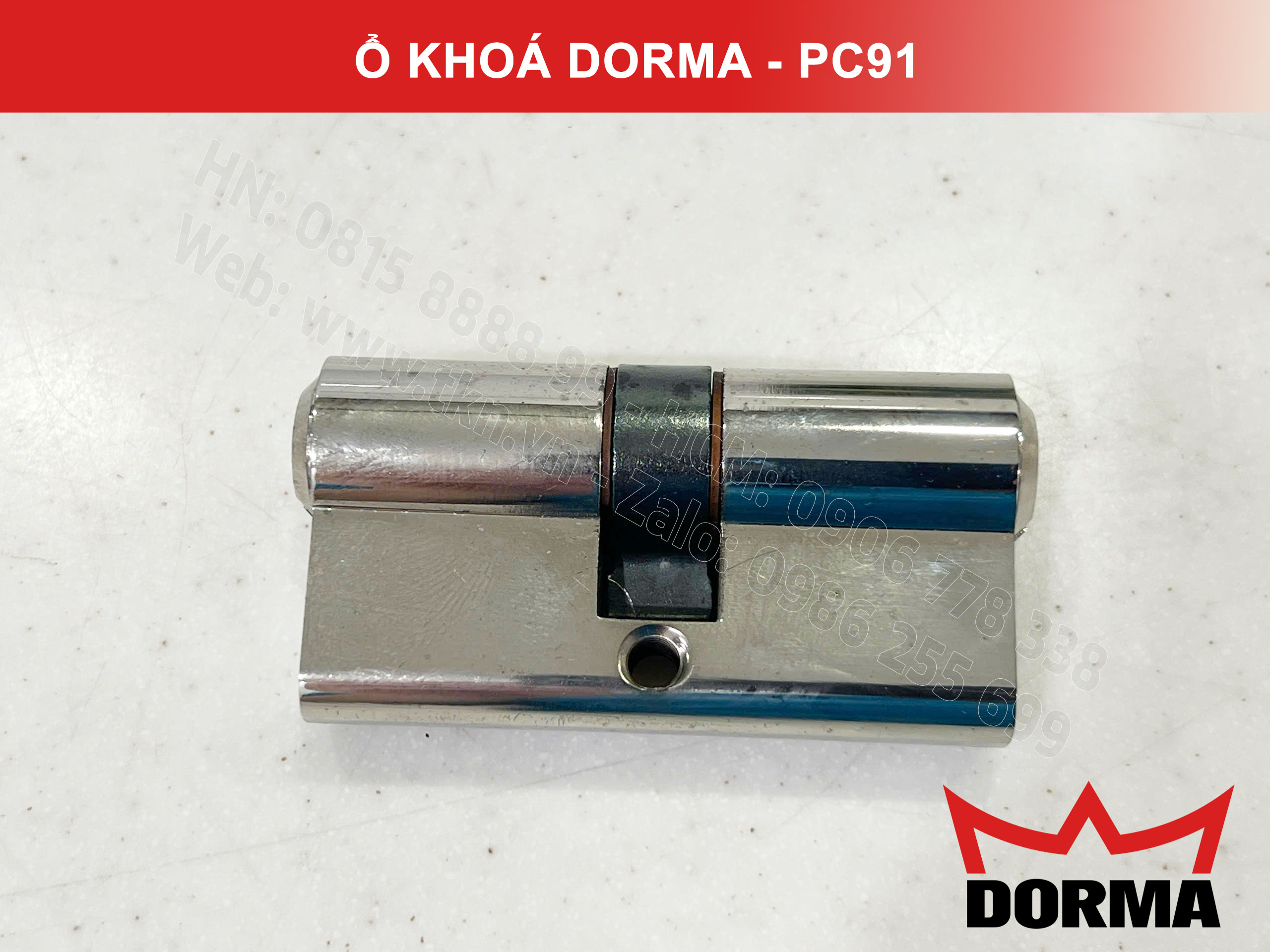 Ổ khóa cửa Dorma thép cao cấp PC91, L=61, 5 Pins 6