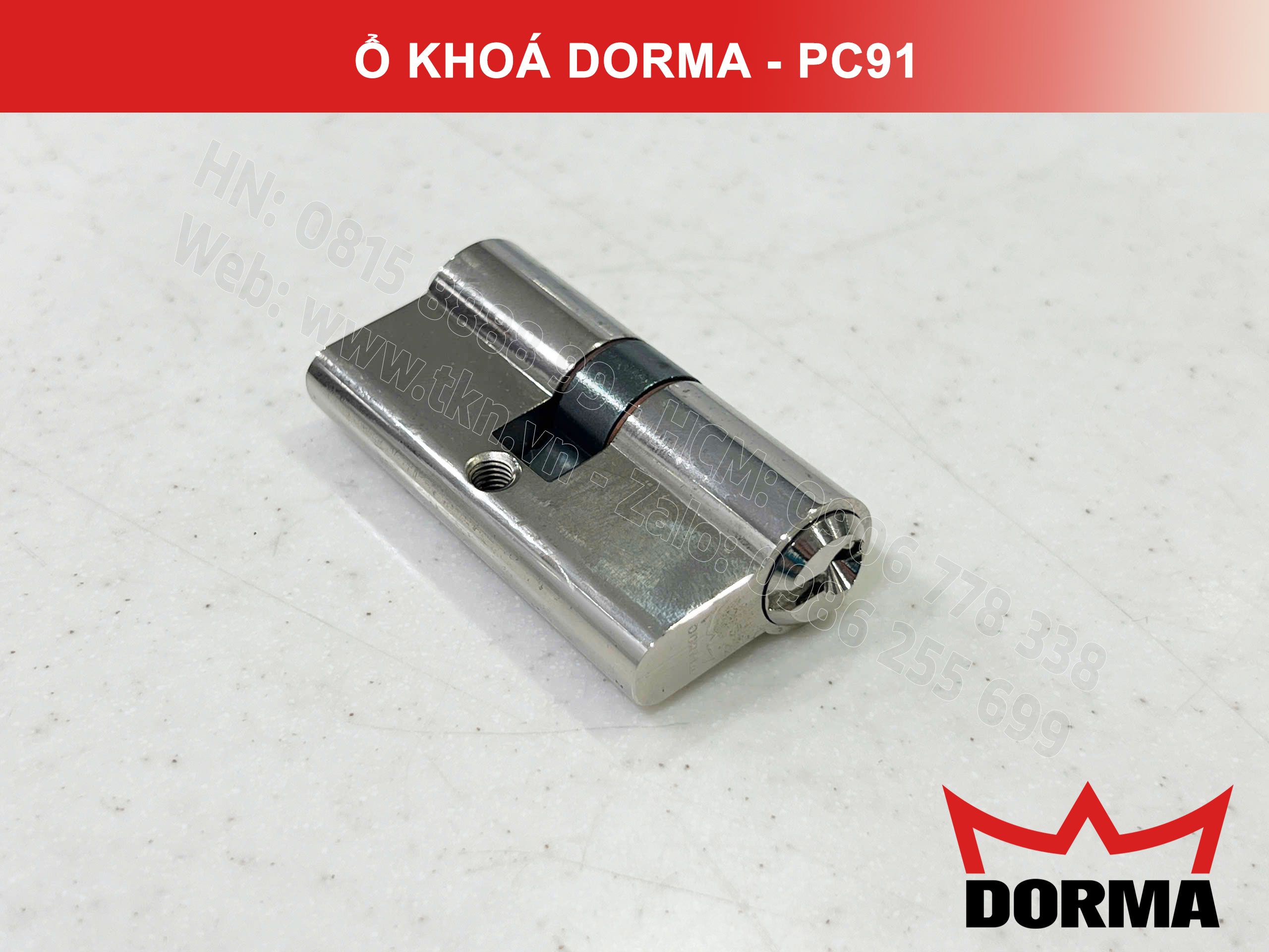 Ổ khóa cửa Dorma thép cao cấp PC91, L=61, 5 Pins 5