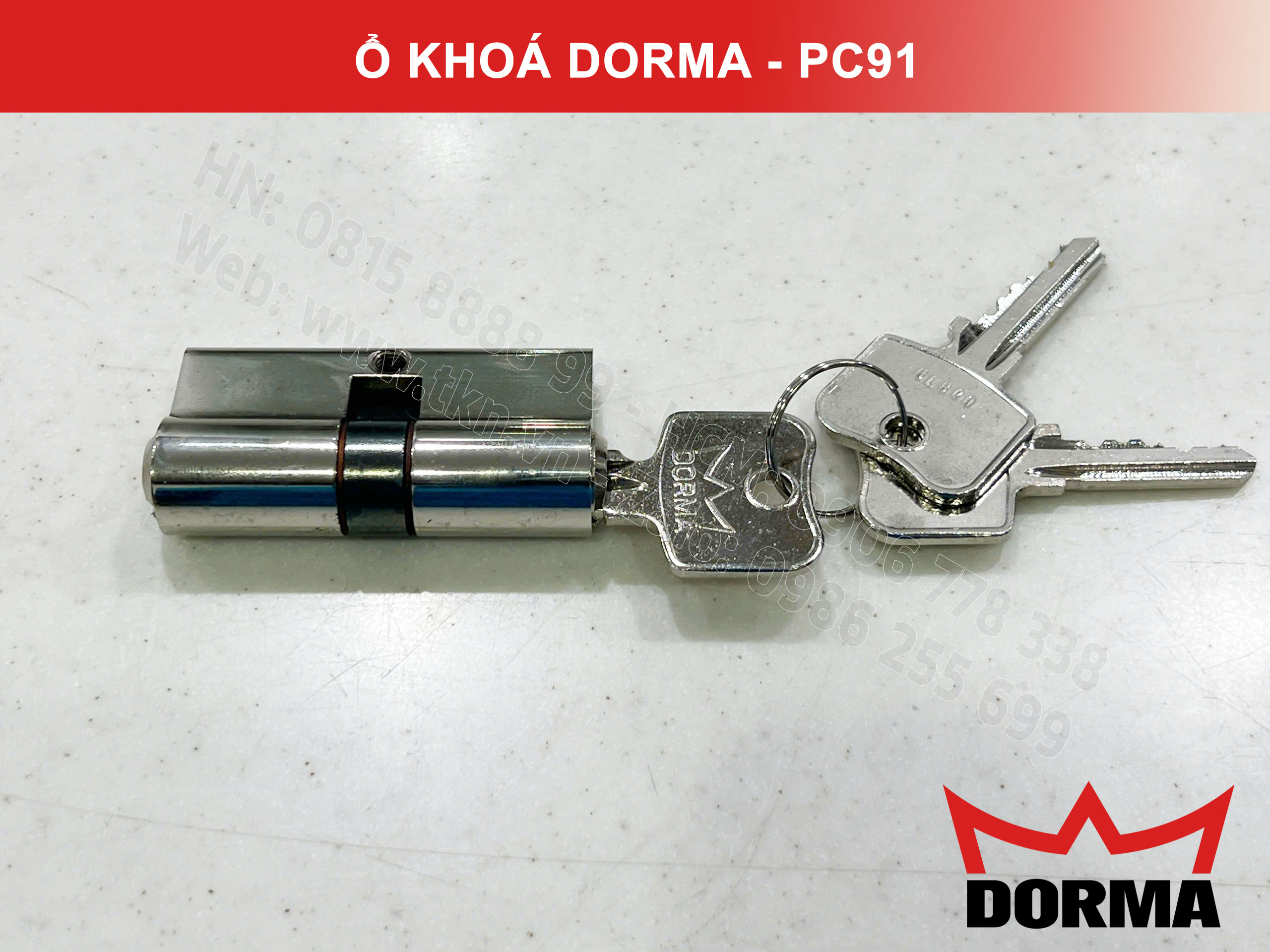 Ổ khóa cửa Dorma thép cao cấp PC91, L=61, 5 Pins 8