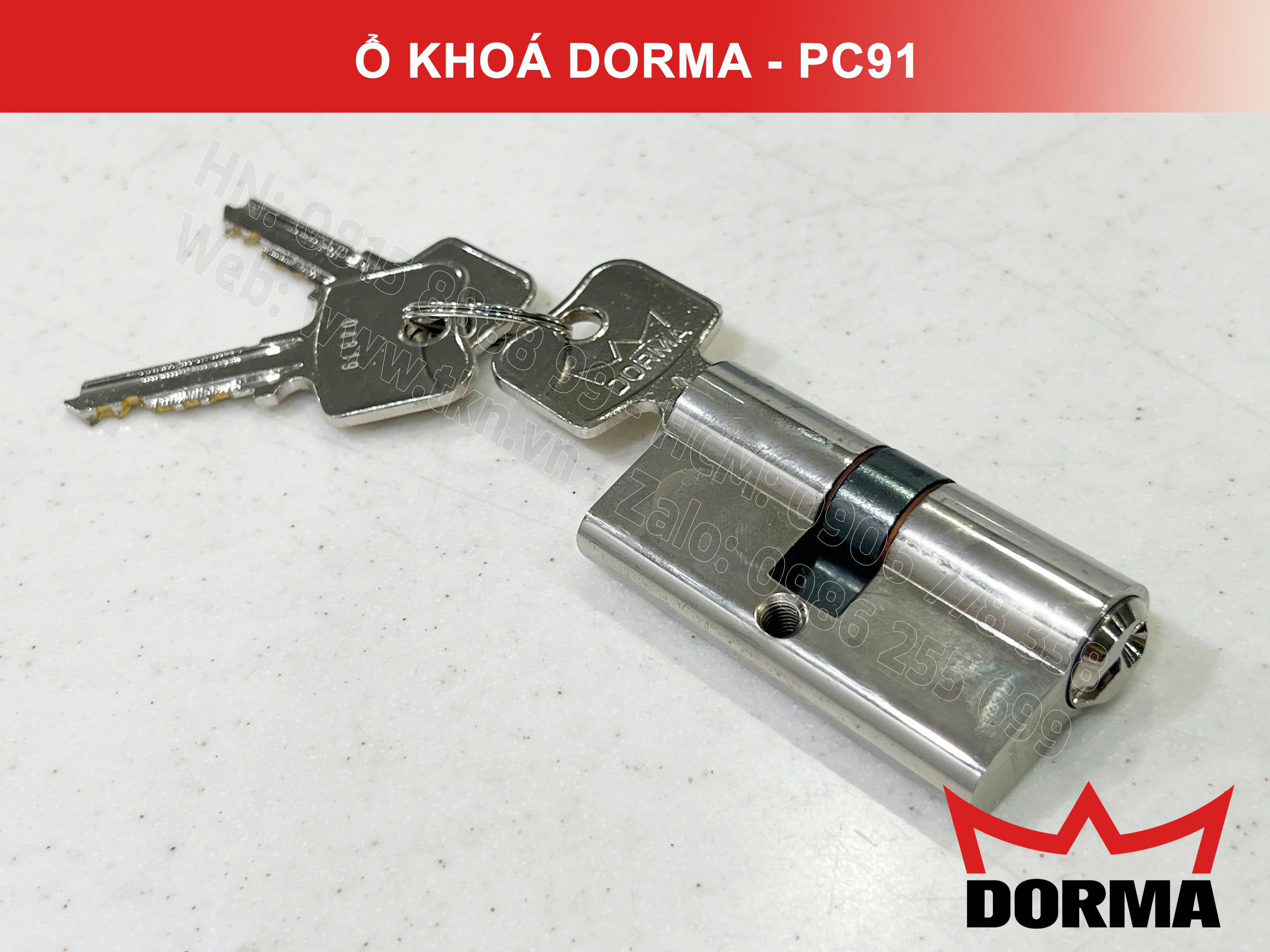 Ổ khóa cửa Dorma thép cao cấp PC91, L=61, 5 Pins 13