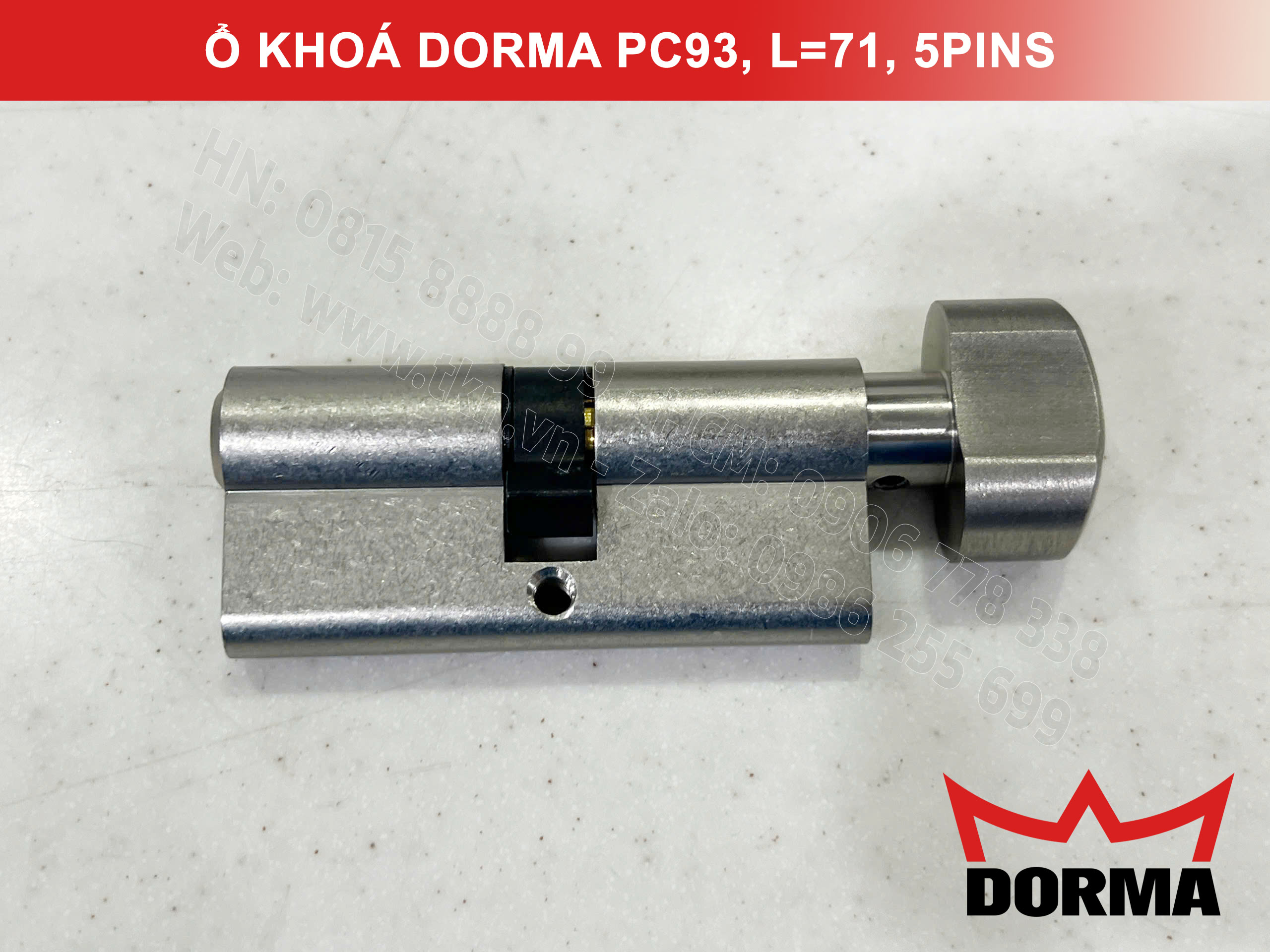 Ổ khóa cửa Dorma thép cao cấp PC93, L=71, 5 Pins 9