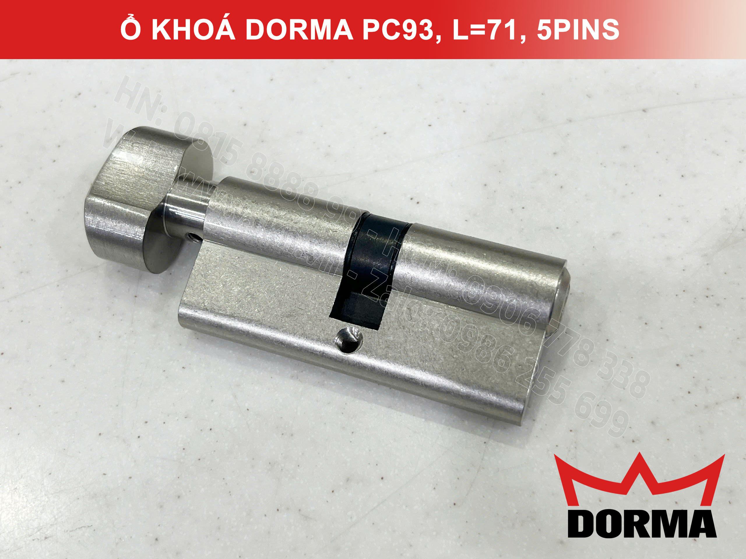 Ổ khóa cửa Dorma thép cao cấp PC93, L=71, 5 Pins 7