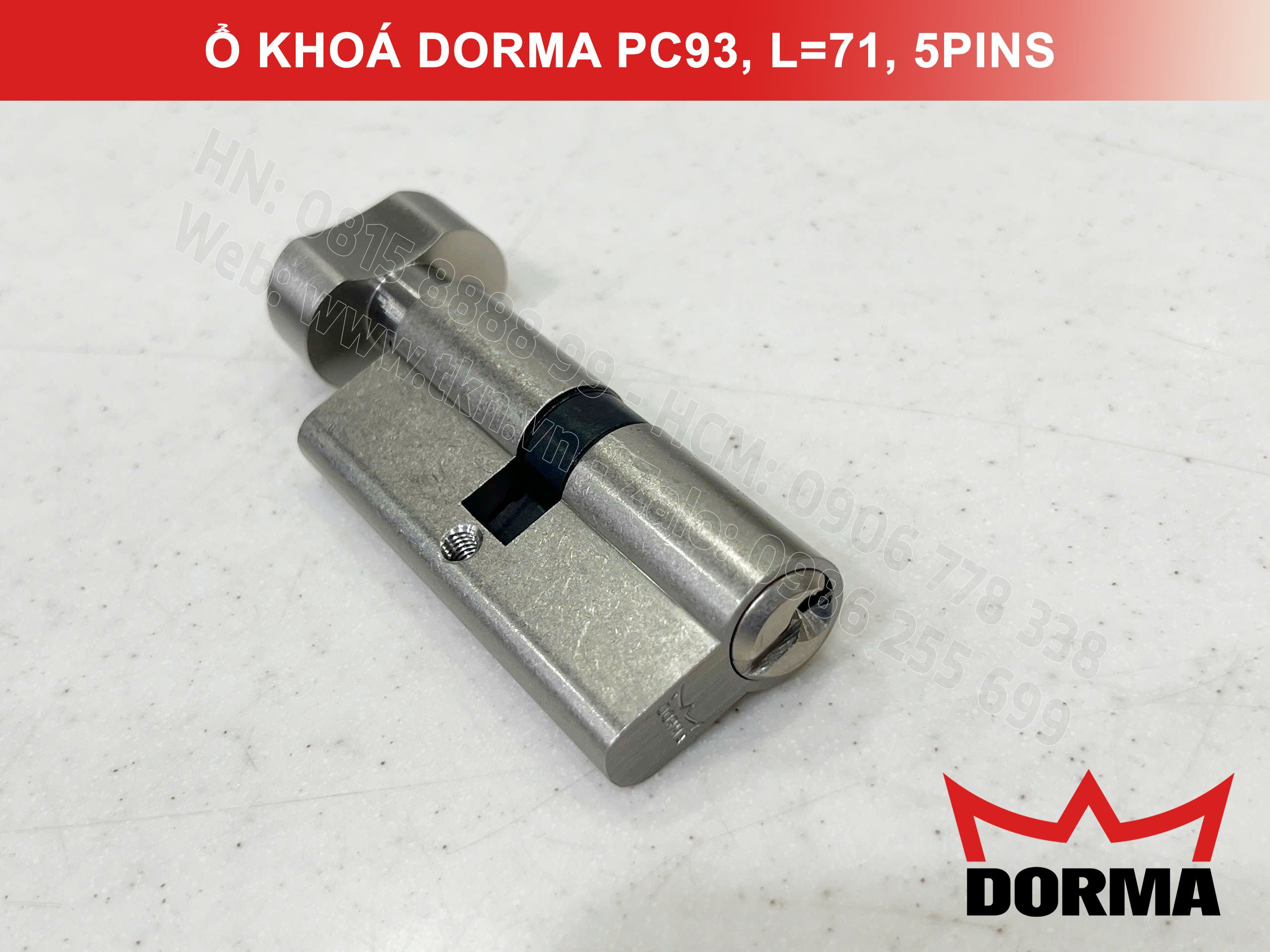 Ổ khóa cửa Dorma thép cao cấp PC93, L=71, 5 Pins 11