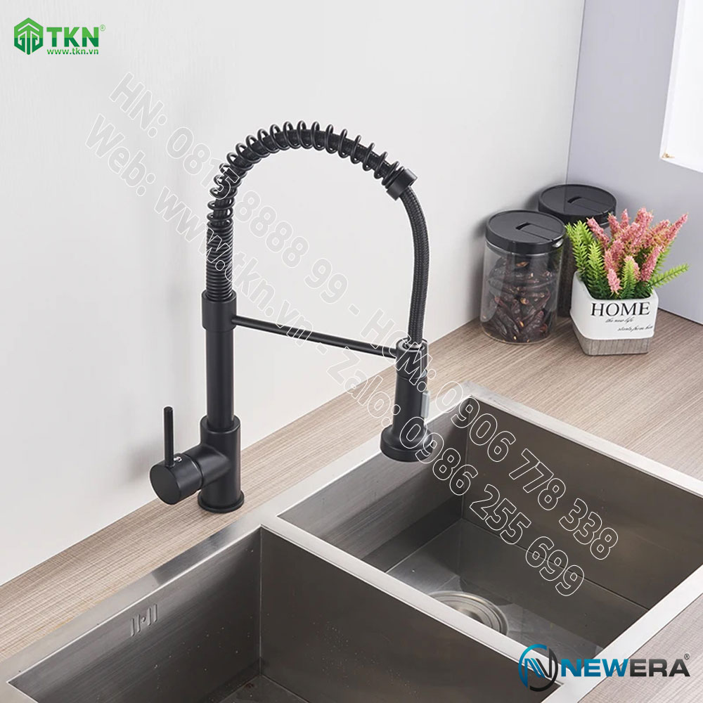 Vòi chậu rửa bếp NewEra inox 304 2 đường nóng lạnh NE304K12B 6