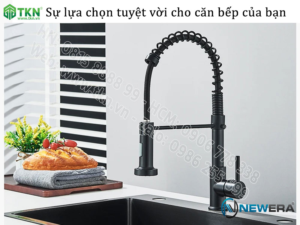 Vòi chậu rửa bếp NewEra inox 304 2 đường nóng lạnh NE304K12B 3