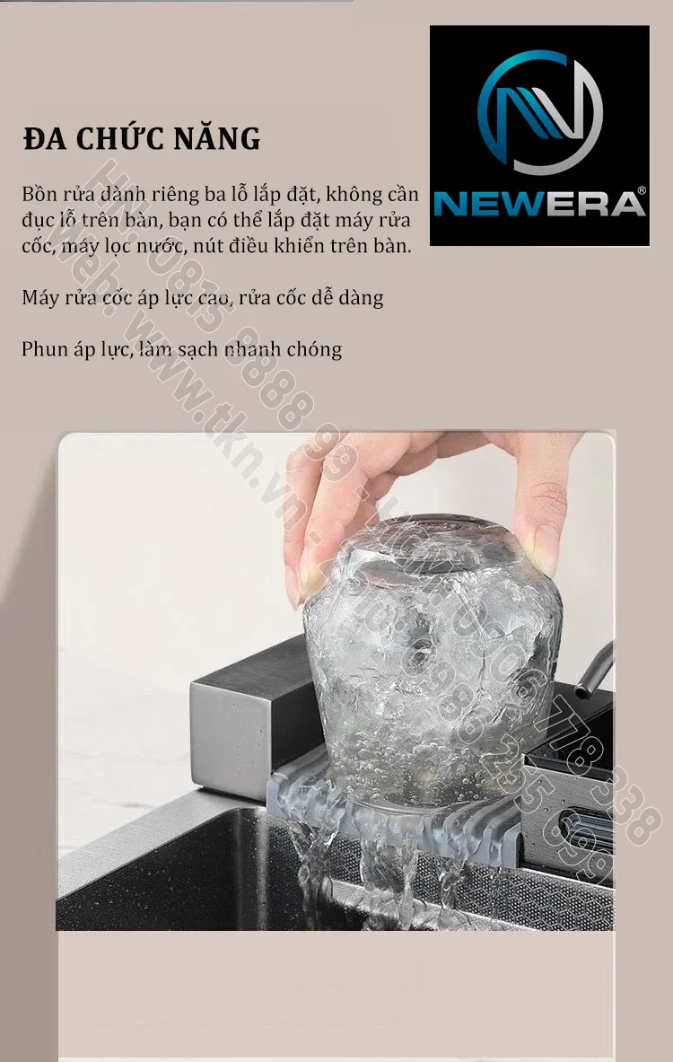 Chau rua bat sus304 newera dap lien khoi handmade NE7546EB 12