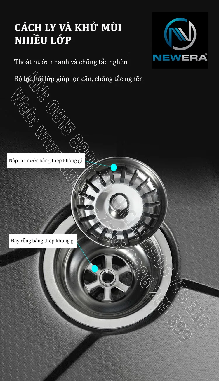 Chau rua bat sus304 newera dap lien khoi handmade NE7546EB 15