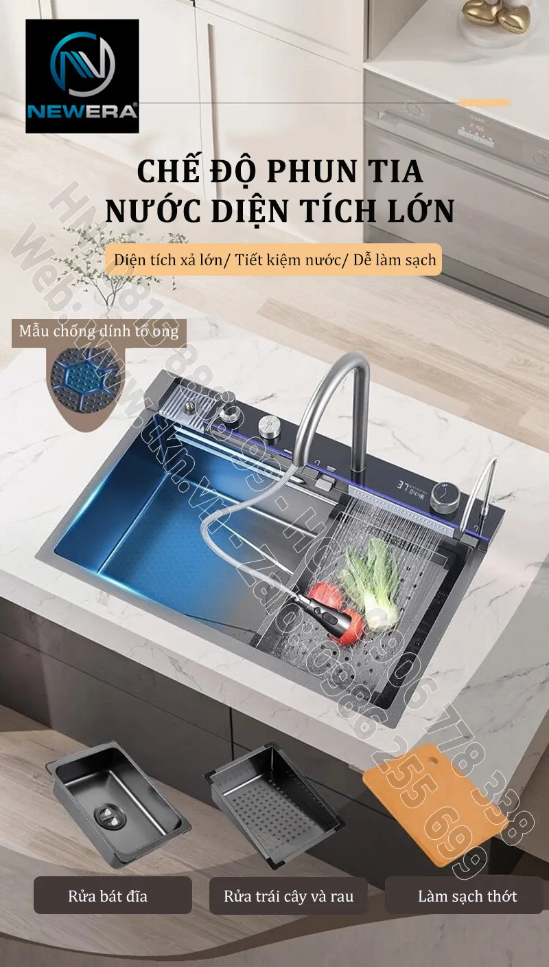 Chau rua bat sus304 newera dap lien khoi handmade NE7546EB 19