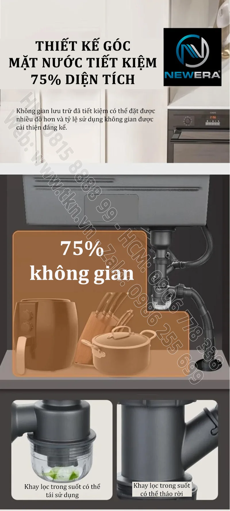 Chau rua bat sus304 newera dap lien khoi handmade NE7546EB 20