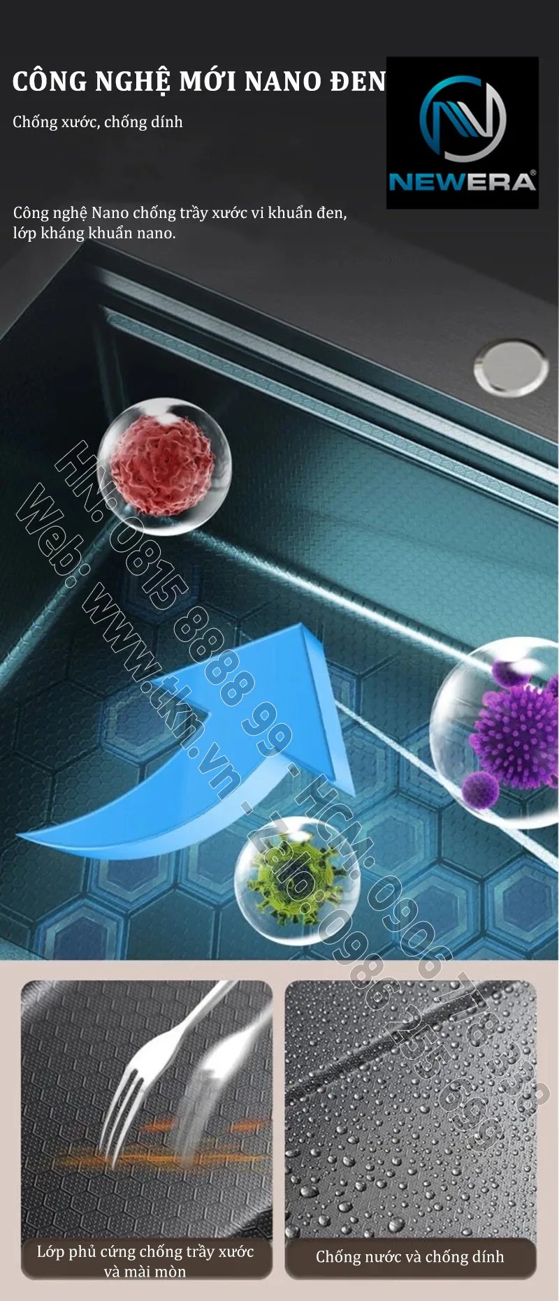 Chau rua bat sus304 newera dap lien khoi handmade NE7546EB 23