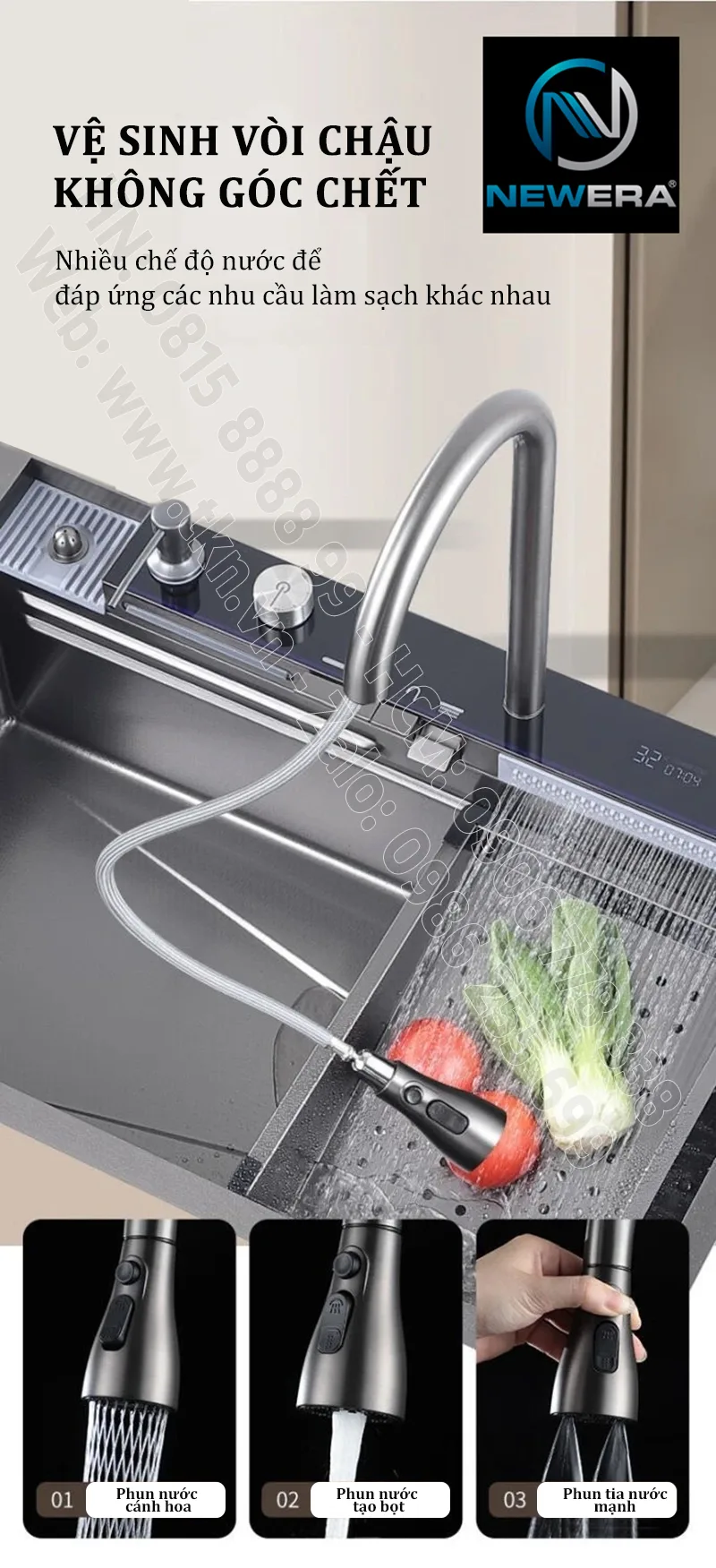 Chau rua bat sus304 newera dap lien khoi handmade NE7546EB 5