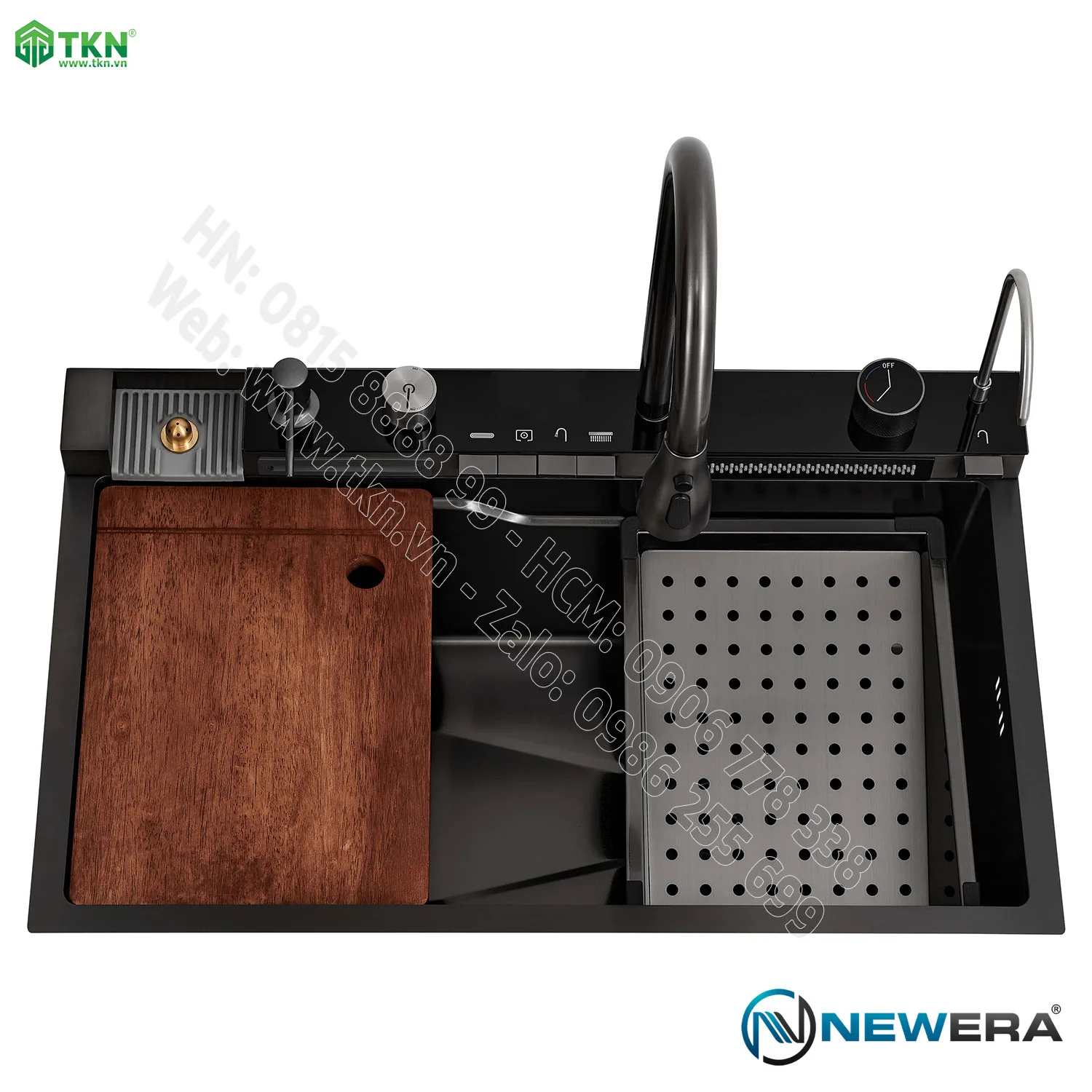 Chậu rửa đơn SUS304 cao cấp nhất thị trường NE7546EB, màu đen NANO, dày 3mm