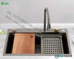 Chậu rửa đơn SUS304 cao cấp nhất thị trường NE7546CS, màu SS, dày 3mm