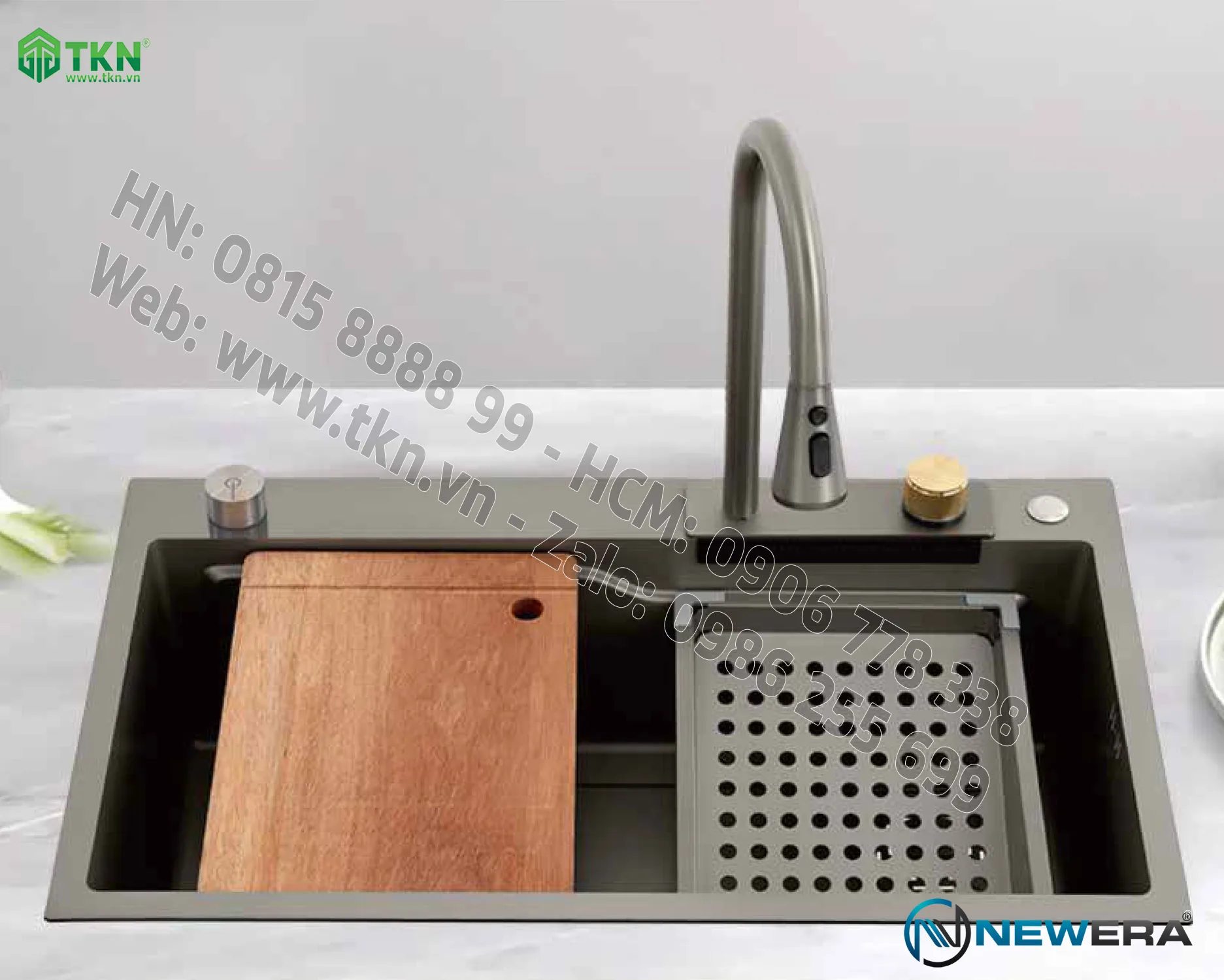 Chậu rửa đơn SUS304 cao cấp nhất thị trường NE7546CS, màu SS, dày 3mm