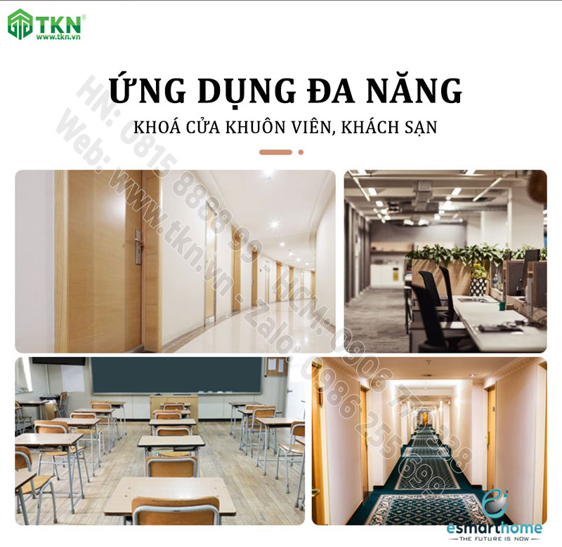 Khoá thẻ từ, chìa cơ eSmartHome màu vàng ESH88HL809LSS 11