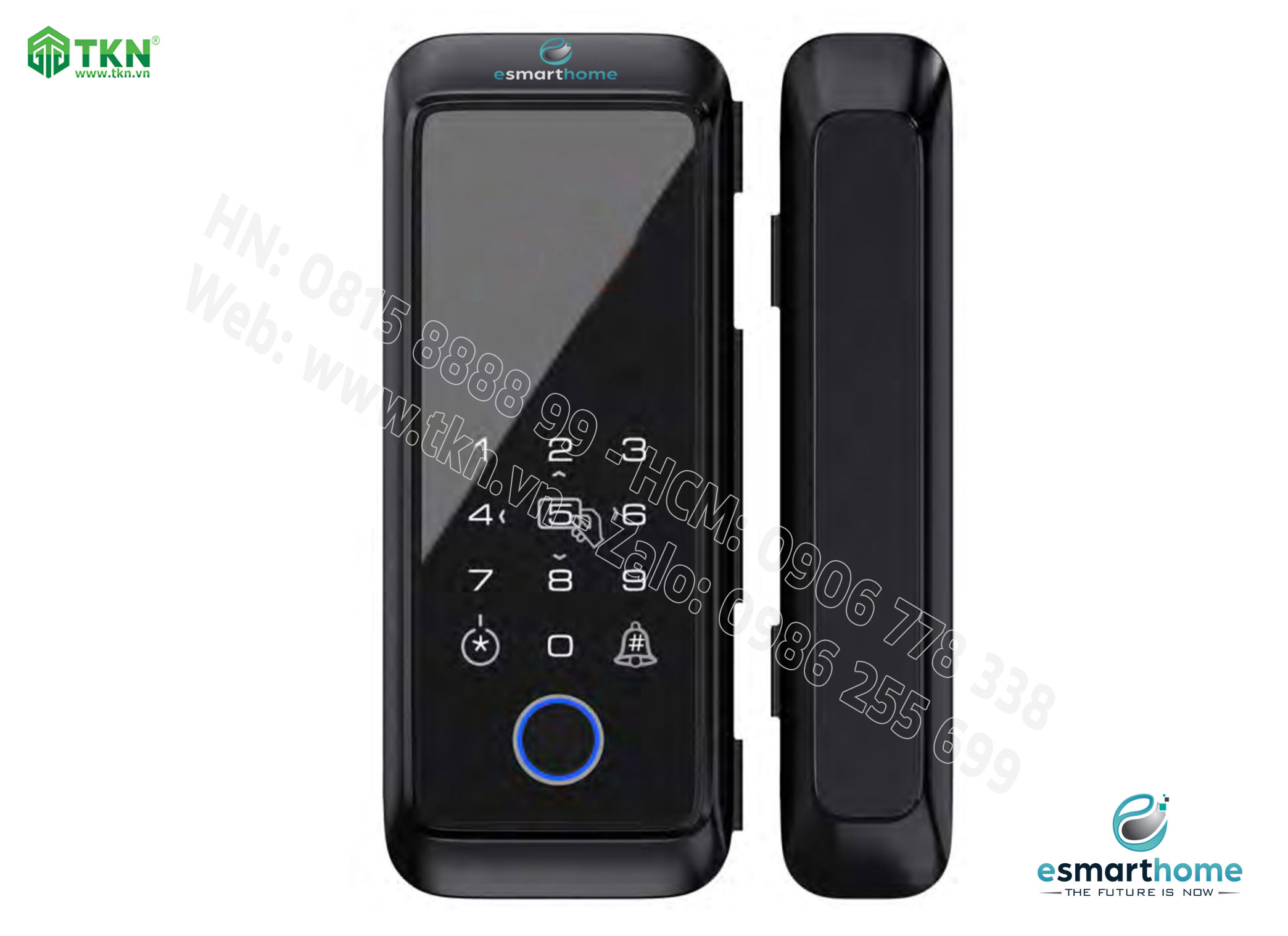 Khoá mobile APP, vân tay, thẻ, mật mã, chìa cơ dùng cho cửa kính 8-12mm ESH99TY220TYESB