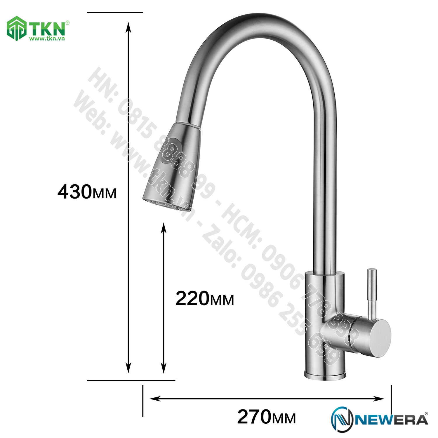 Vòi chậu rửa bếp NewEra inox 304 2 đường nóng lạnh NE304K12B 14