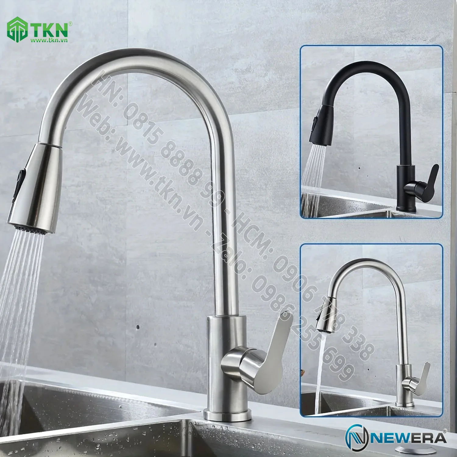 Voi chau rua dang rut NewEra SUS304 NE304K15N 1