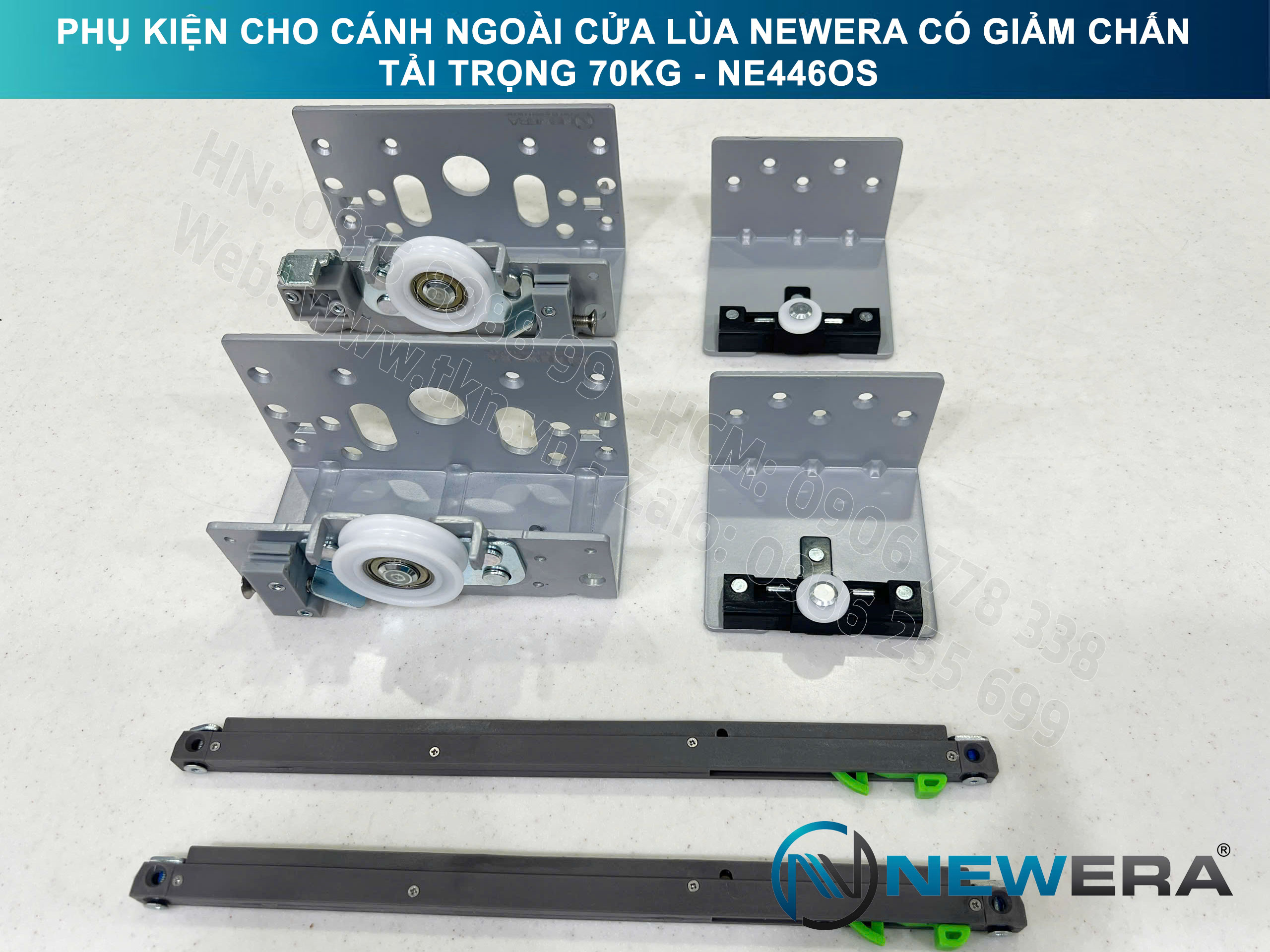 Phụ kiện cho cánh ngoài cửa lùa NewEra có giảm chấn tải trọng 70kg NE446OS 2
