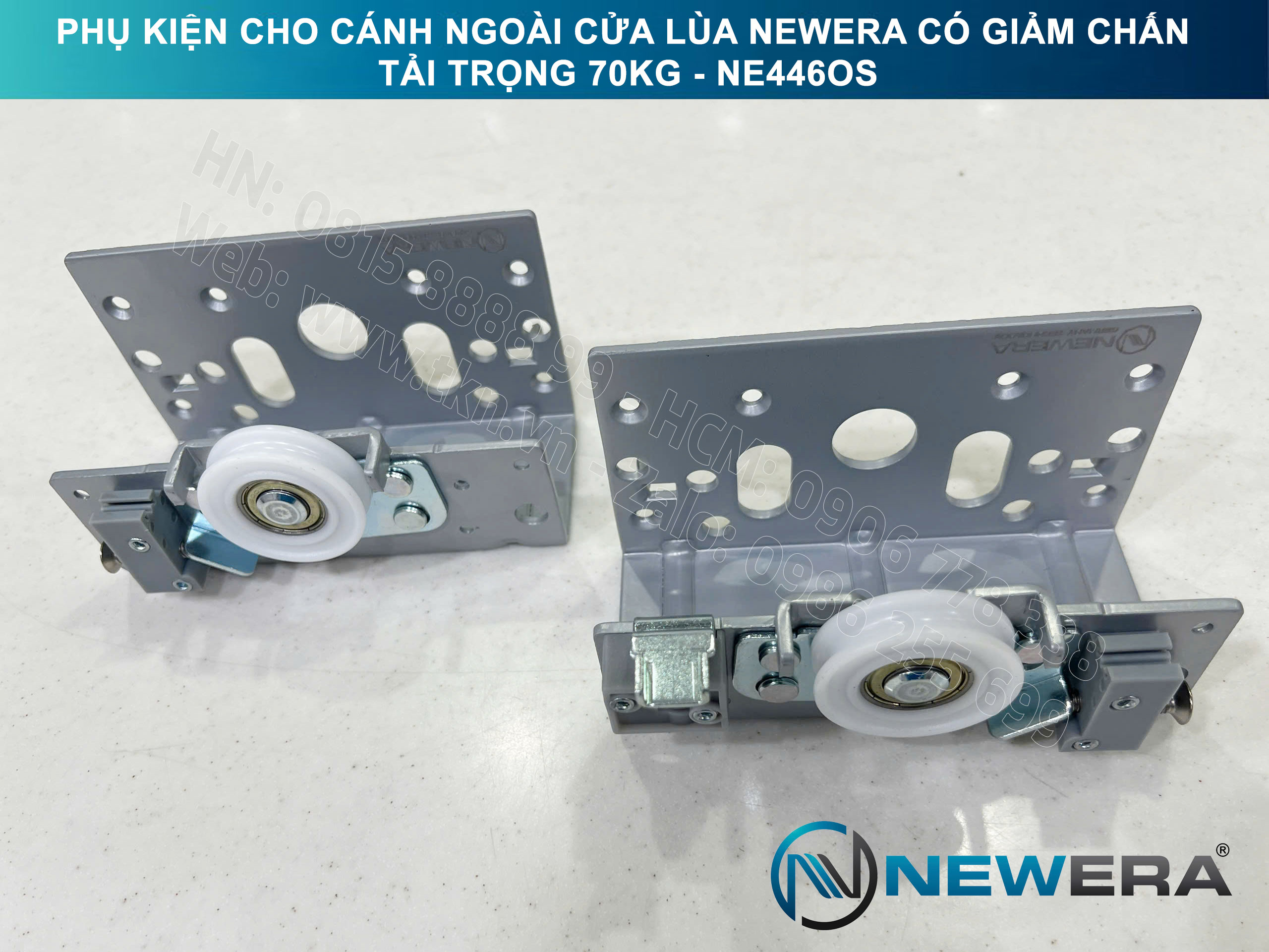 Phụ kiện cho cánh ngoài cửa lùa NewEra có giảm chấn tải trọng 70kg NE446OS 9