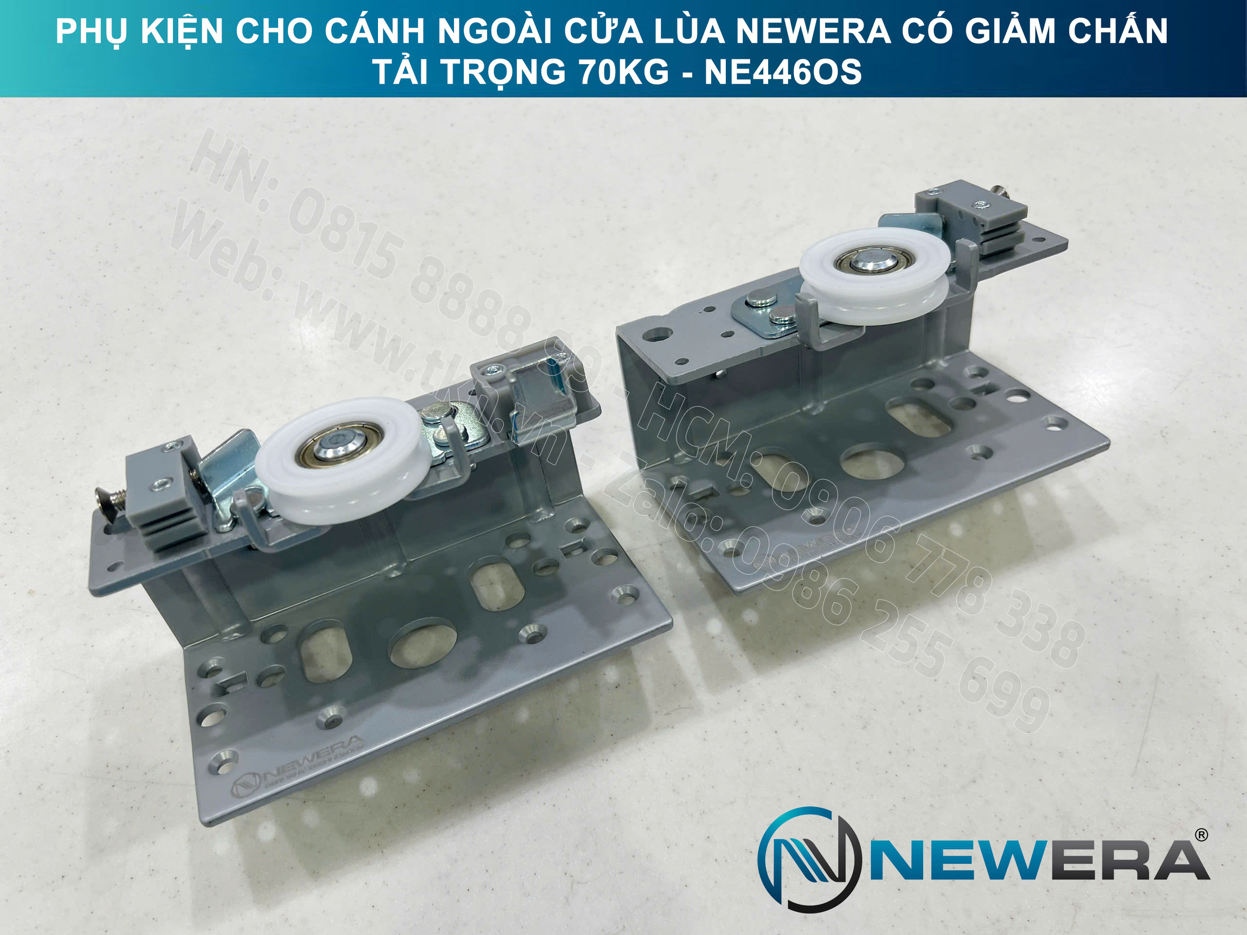 Phụ kiện cho cánh ngoài cửa lùa NewEra có giảm chấn tải trọng 70kg NE446OS 10